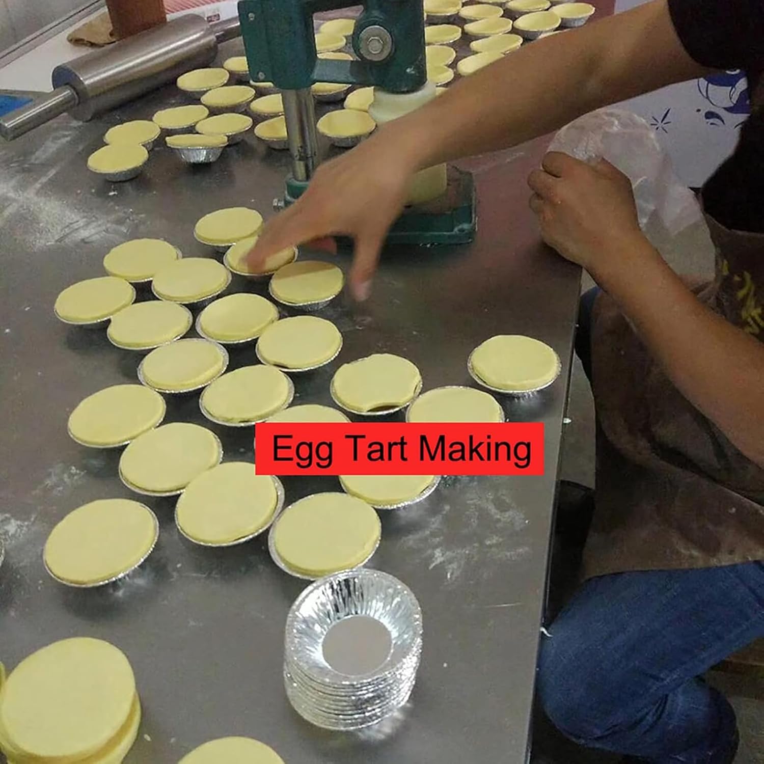 WIKINK Egg Tart Pressing Machine, Egg Tart Molds Pastry Tamper Tool, Commercial Egg Tart Making Machine, The Base is Cast Iron, and The Center of Gravity is Stable, for Home, Restaurant