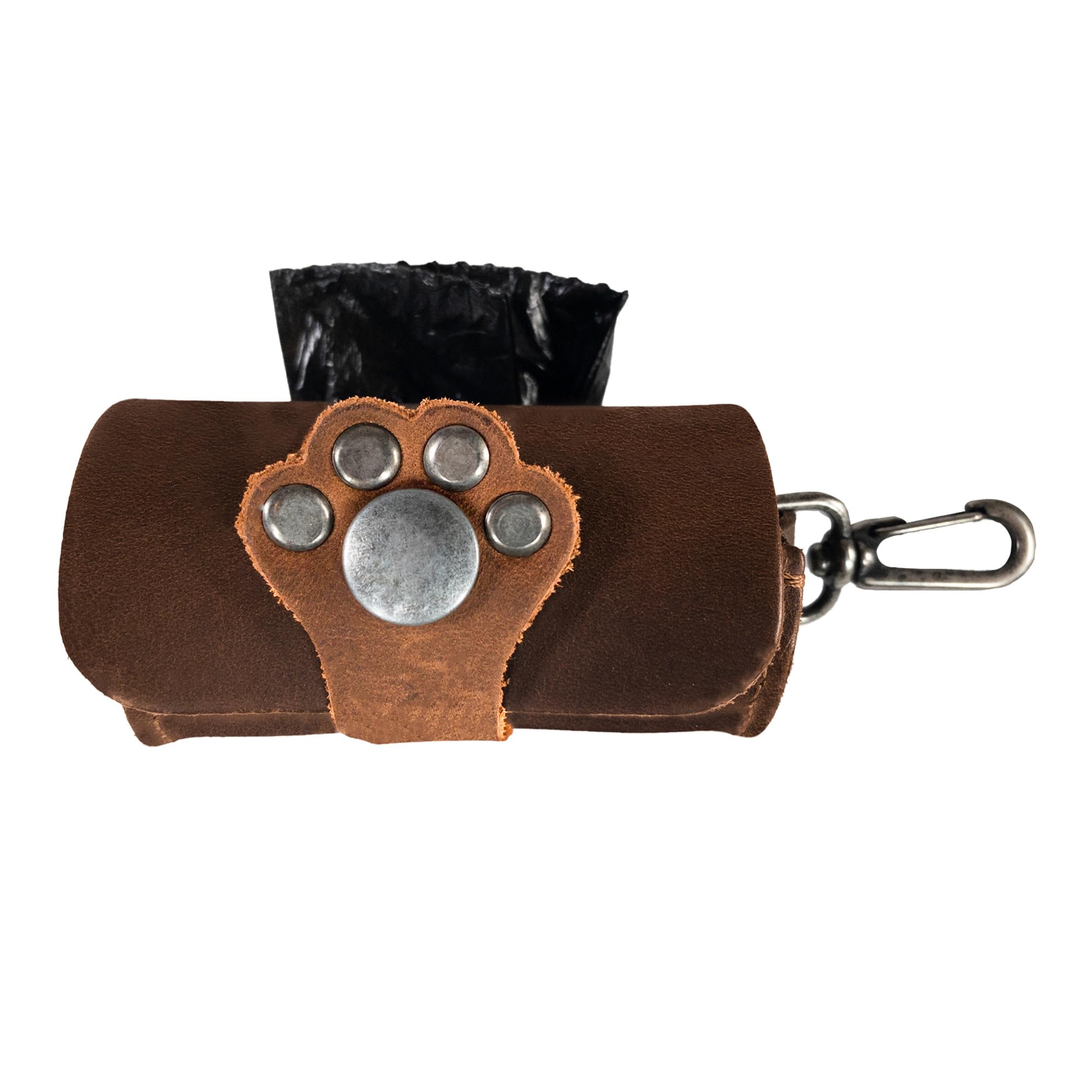 Taco Dog, Paw Poop Bag Tasche handgefertigt aus Vollnarbenleder – praktische Tragetasche, Clips an Leine, Spender, einfache Reinigung beim Gehen – ganz natürlich, leicht, Accessoire – Bourbon Brown