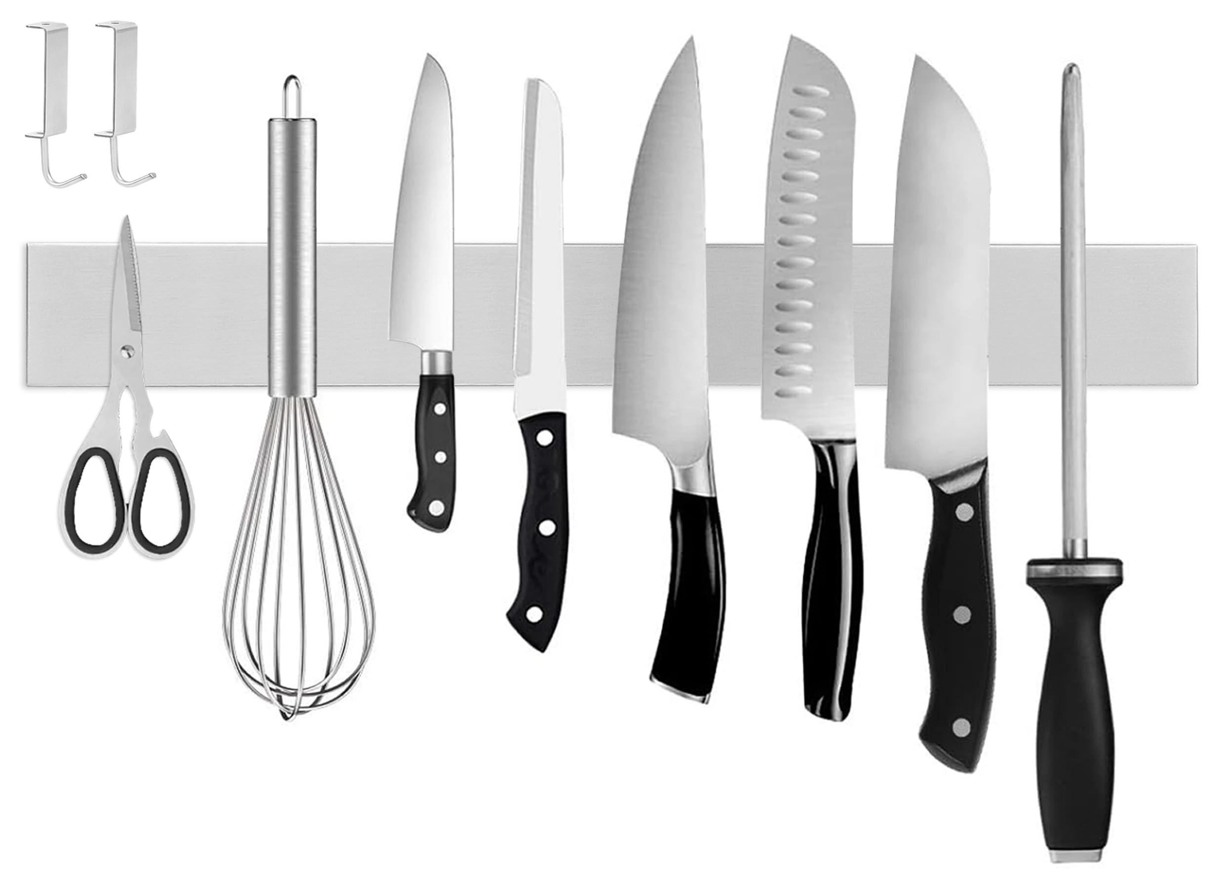 16 Inch Stainless Steel Magnetic Knife Strips,Magnetic Knife Storage Block Bar Rack,Multi-Purpose Functionality as Kitchen Knife Holder, Magnetic Tool Organizer,Art Supply Organizer & Home Organizer