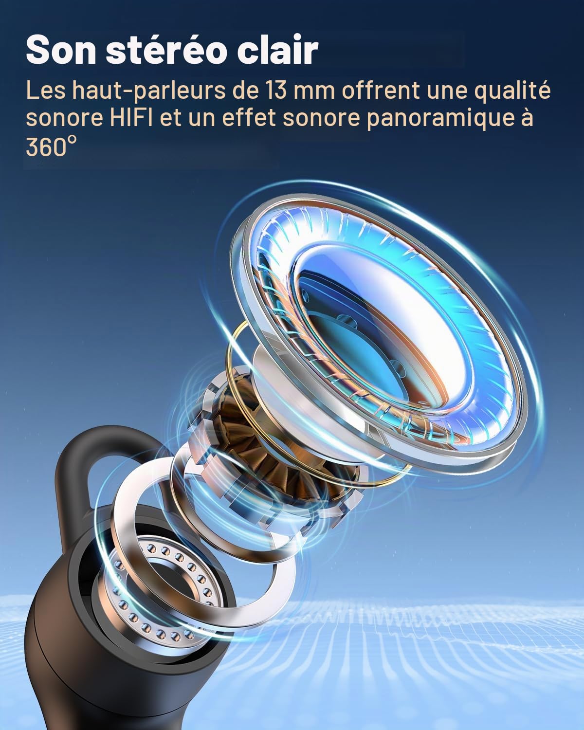 New Bee oreillette Bluetooth sans Fil V5.1 avec 50 Heures d'autonomie, kit Main Libre Ultra-léger avec Annulation du Microphone ENC, Connexion à Deux appareils pour Conduite/Affaires