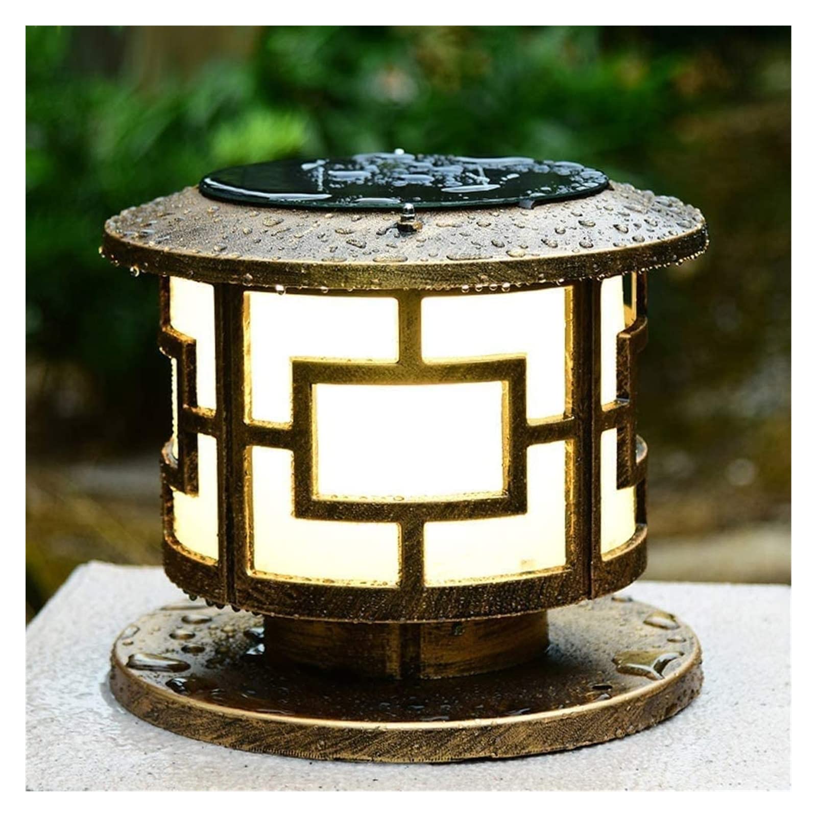 Lampada da cortile Solar Outdoor Post Cap Lights Lampada da giardino impermeabile in bronzo Lampada da pilastro a palo retrò antica Lampada a colonna in alluminio Lampione da giardino Patio Decorativo