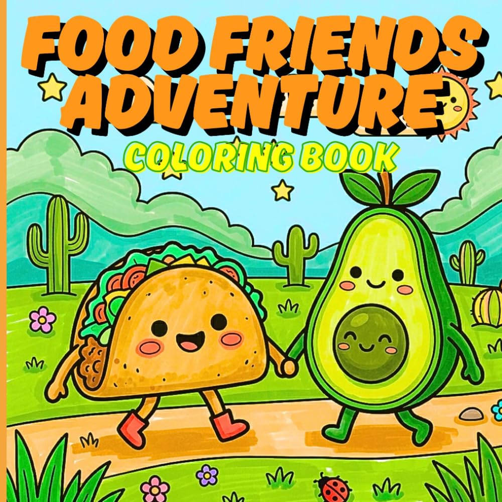 Food Friends Adventure: A Kawaii Coloring Book — Cute Food Characters on Fun & Whimsical Journeys for Kids and Adults