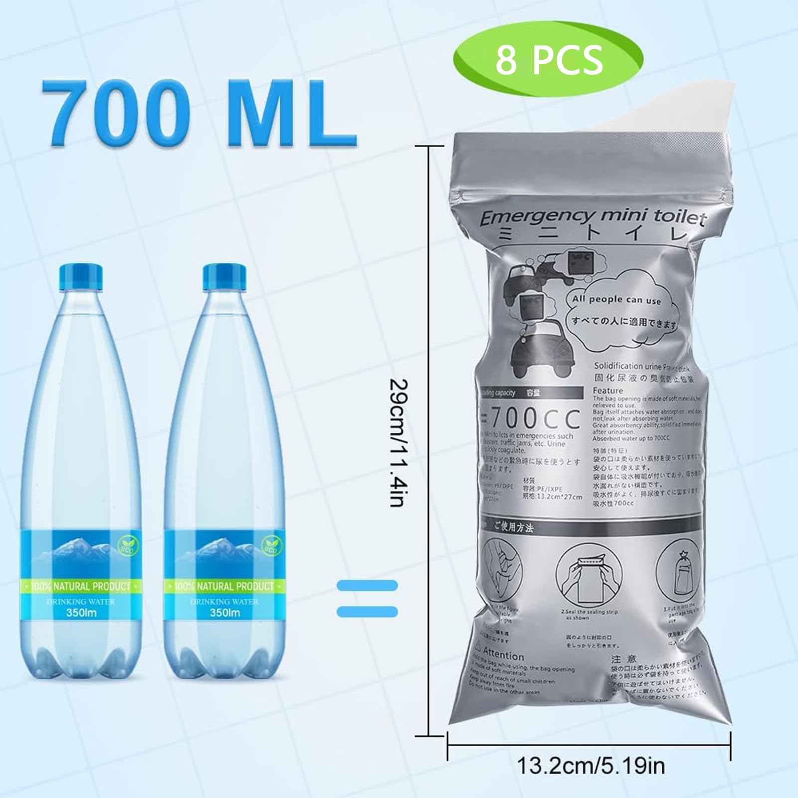 flintronic Sacs à Urines, Sacs d'Urine Jetables, Sac Urinaire Jetables d'urgence, D'urinoir Jetable, pour Homme, Femme, Enceinte, Patient, Enfants, Voyage, Voiture, Camping, Randonnée, Gris