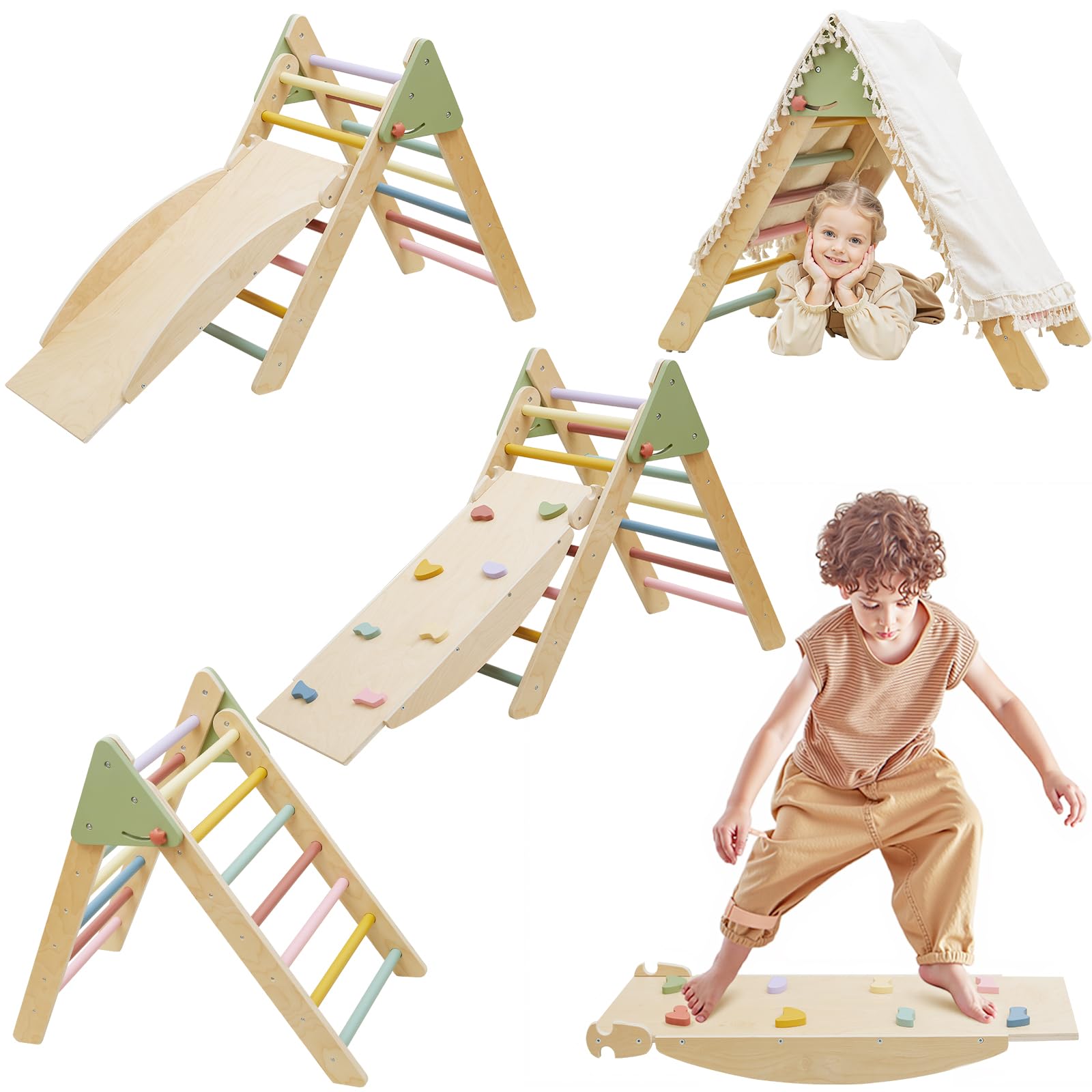 Amazon.com: Pikler Triangle Set, Montessori Toddler Climbing