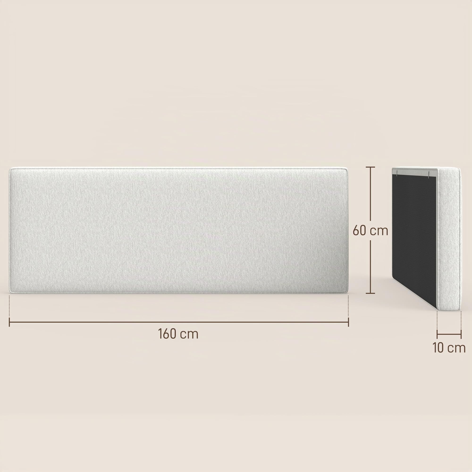 HOMCOM Tête de lit rembourrée Flottante 160x60 cm Blanc crème