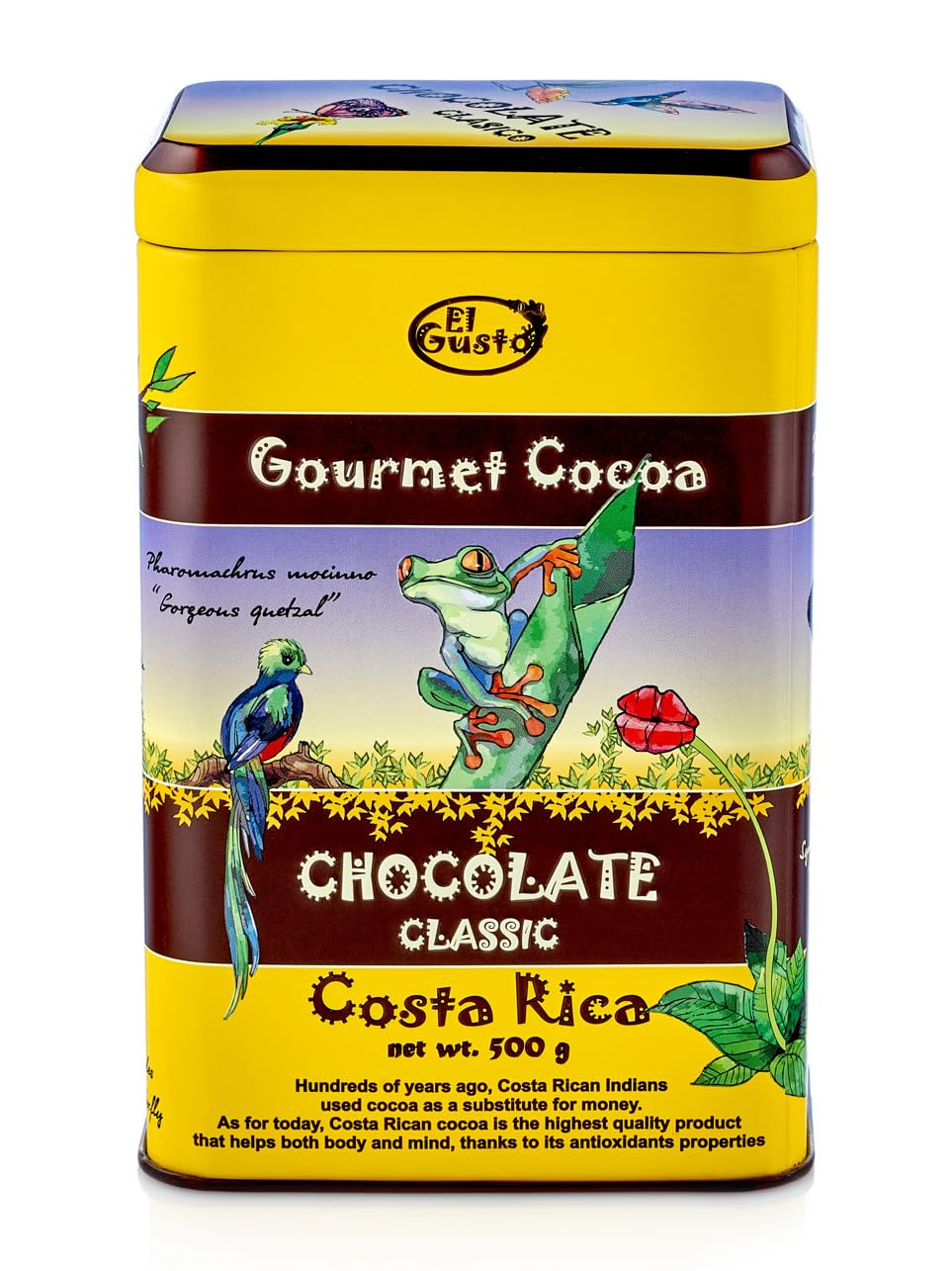 El Gusto 30% Kakaopulver | Trinkschokolade | Ganz Natürliches mit Rohrzucker | Klassisches Gourmet-Kakao aus Costa Rica (500 g)