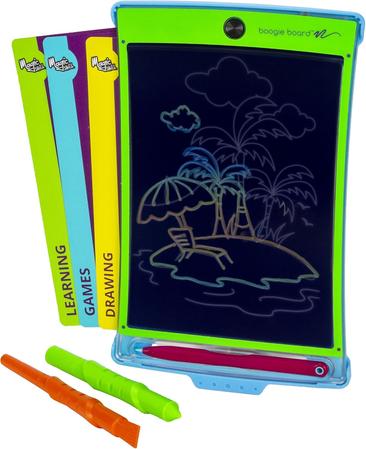 Boogie Board New Magic Sketch Reusable Kids’ Creativity Kit with Carry Case, Colorburst Drawing Pad, Stylus and Texture Tools, Double-Sided Templates for Drawing, Writing, and Tracing, Ages 4+ Boogie Board New Magic Sketch Reusable Kids’ Creativity Kit with Carry Case, Colorburst Drawing Pad, Stylus and Texture Tools, Double-Sided Templates for Drawing, Writing, and Tracing, Ages 4+