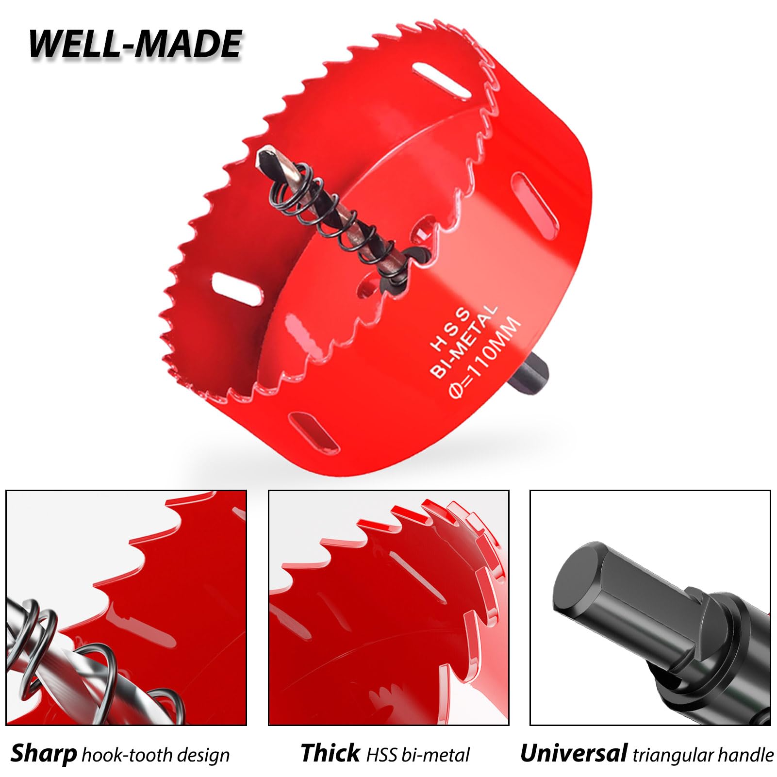 Otutefo Bi-Metal Hole Saw sets, Hole Cutter kit for Wood Plastic, UPVC, mdf and Plasterboard, Thin Metal Sheets - Image 4