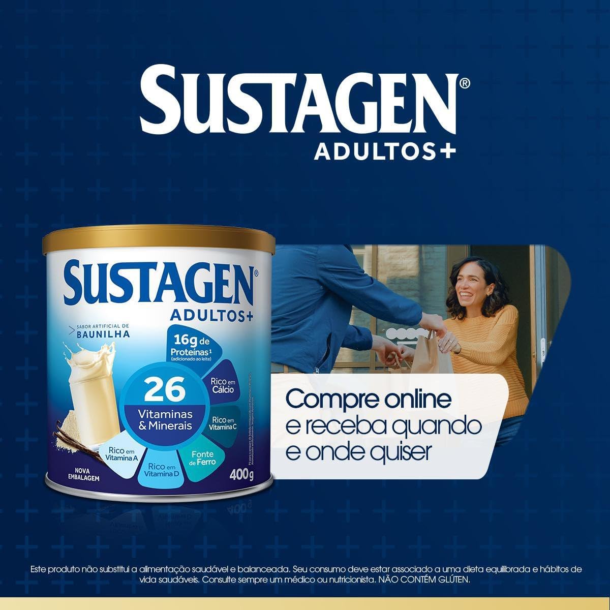 Sustagen N&E Complemento Alimentar Sustagen Adultos+ Sabor Baunilha - Lata 400G