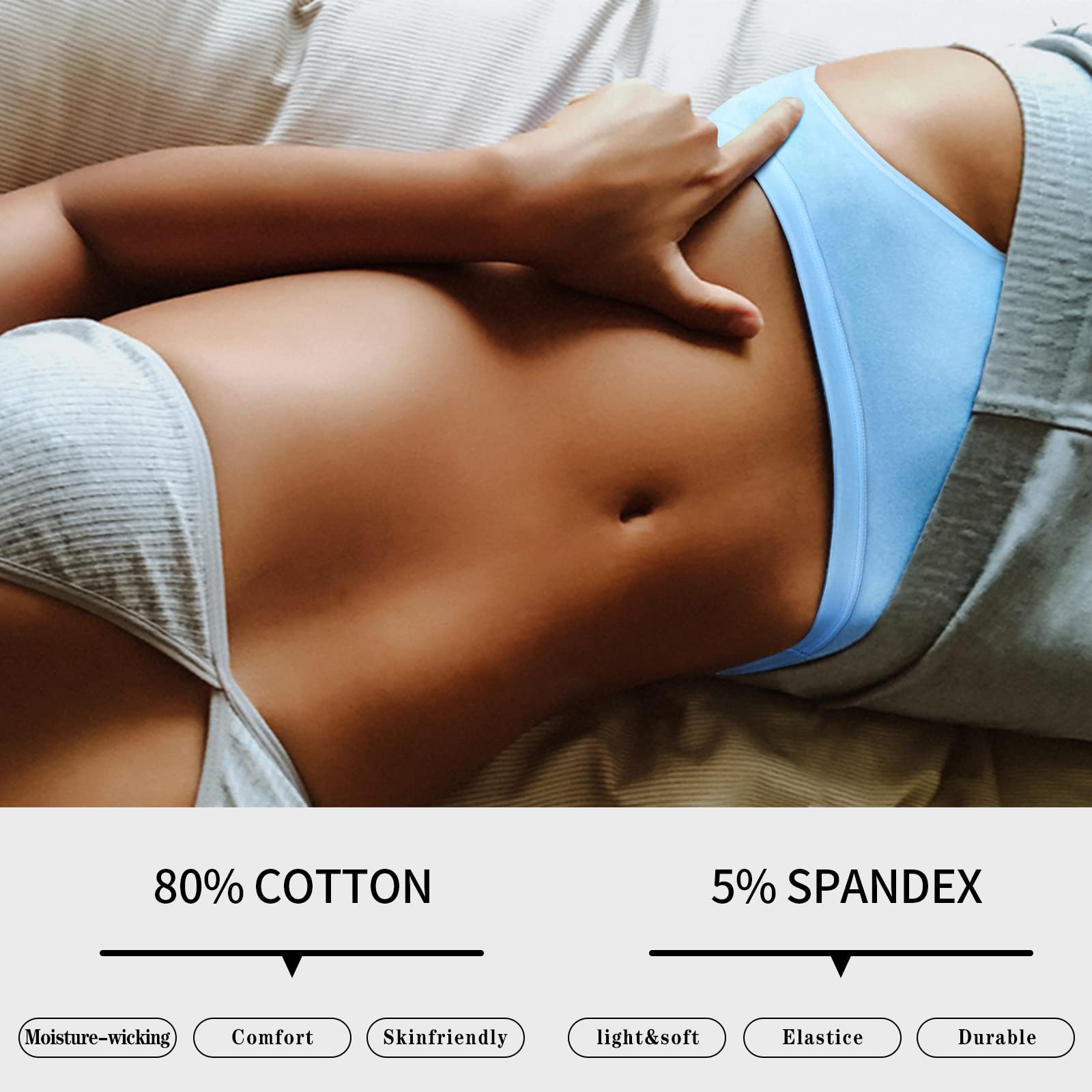 Eiggam - Mutandine bikini da donna in cotone, taglio alto, copertura completa, elasticizzate, biancheria intima fresca per le donne, Small