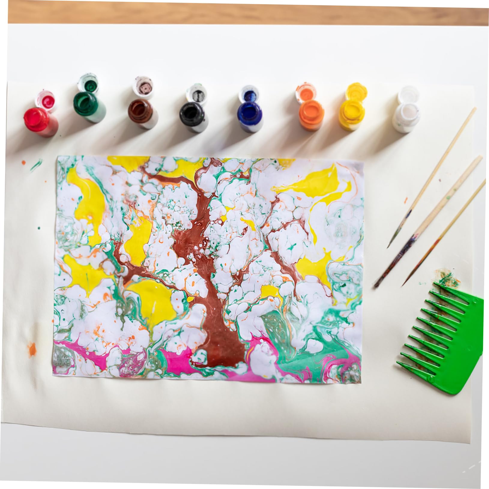 DOITOOL Roll of Child Drawing Paper 50 Sheets Marbling Paper for Boys and Girls Art Projects