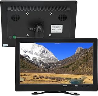 Monitor LCD TFT de 10,1 Polegadas, Tela Colorida Mini HD Portátil de 1366 X 768, Tela Colorida TFT LCD Com Entrada HDMI VGA AV BNC USB DC, para Casa, Viagem (EU Plug)