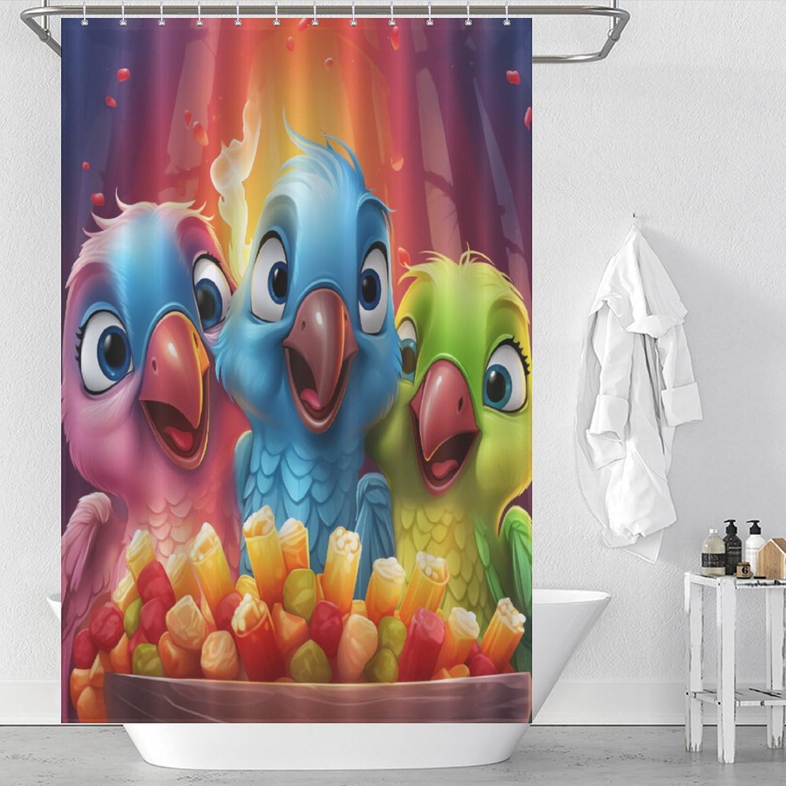 Rideau de douche perroquet mignon 122x183 cm fini le sol mouillé avec ce rideau imperméable