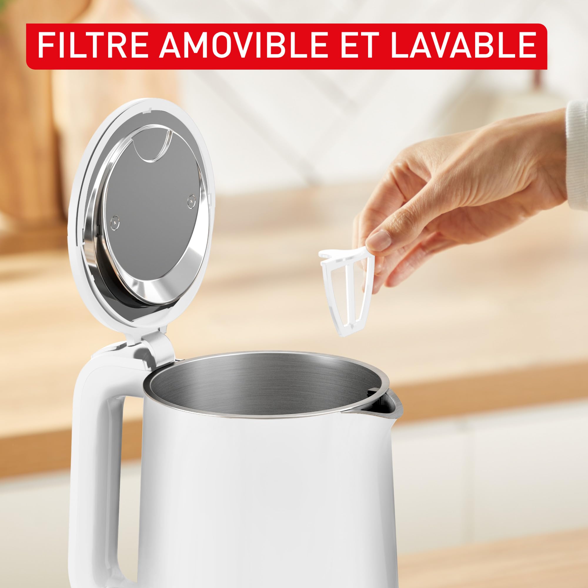 Tefal Thermo Protect Bouilloire électrique 1500 W Blanc Filtre anticalcaire amovible KO1411E0