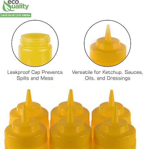 Miniatura 4 de Paquete de 2 botellas de plástico amarillo de 24 onzas para condimentos, salsas, aderezos, artes y manualidades, salsa de tomate, mostaza, aceite,