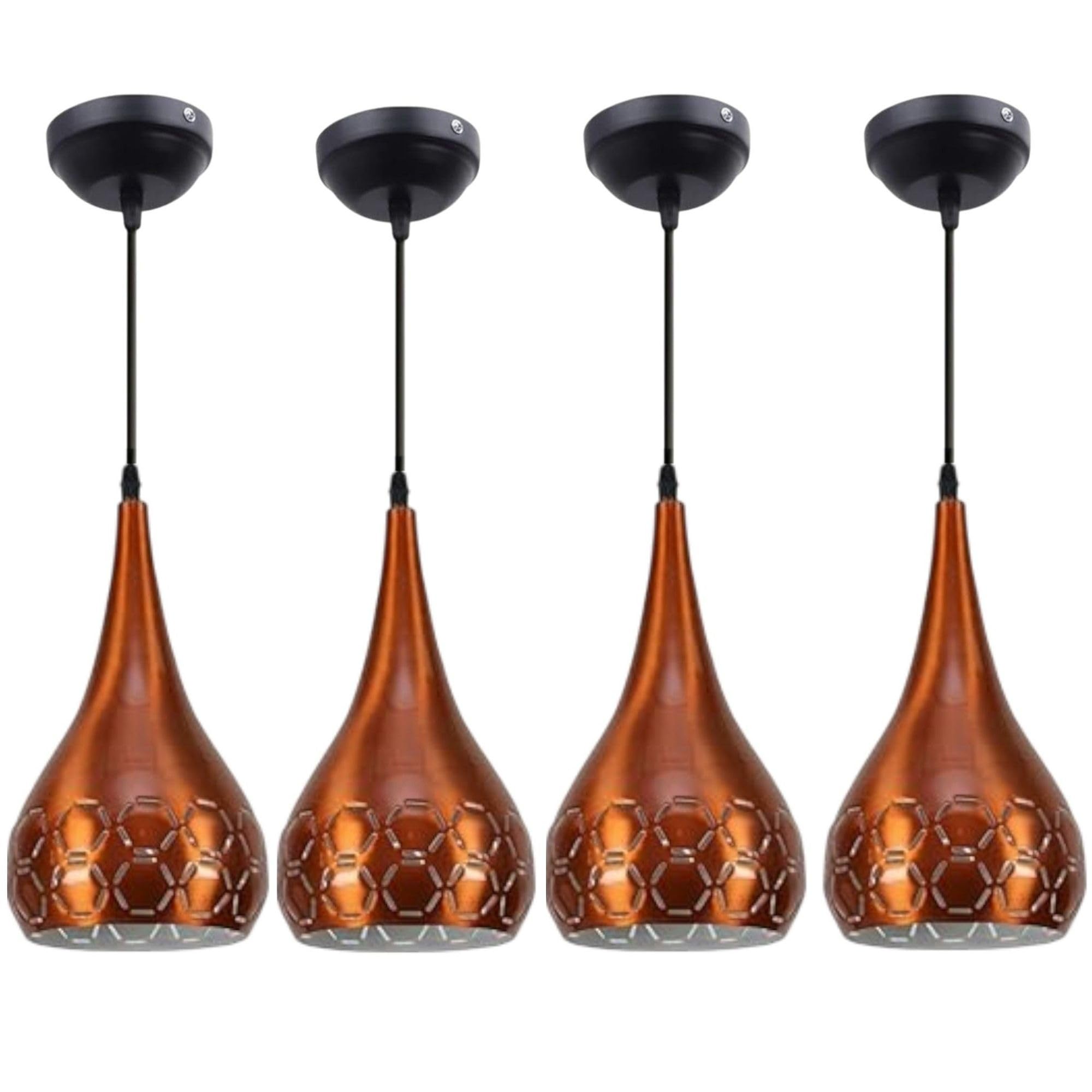 GreyWings Metal Cut Hanging Light Ceiling Pendant Lamp,Orange, Pack of 4-image-32