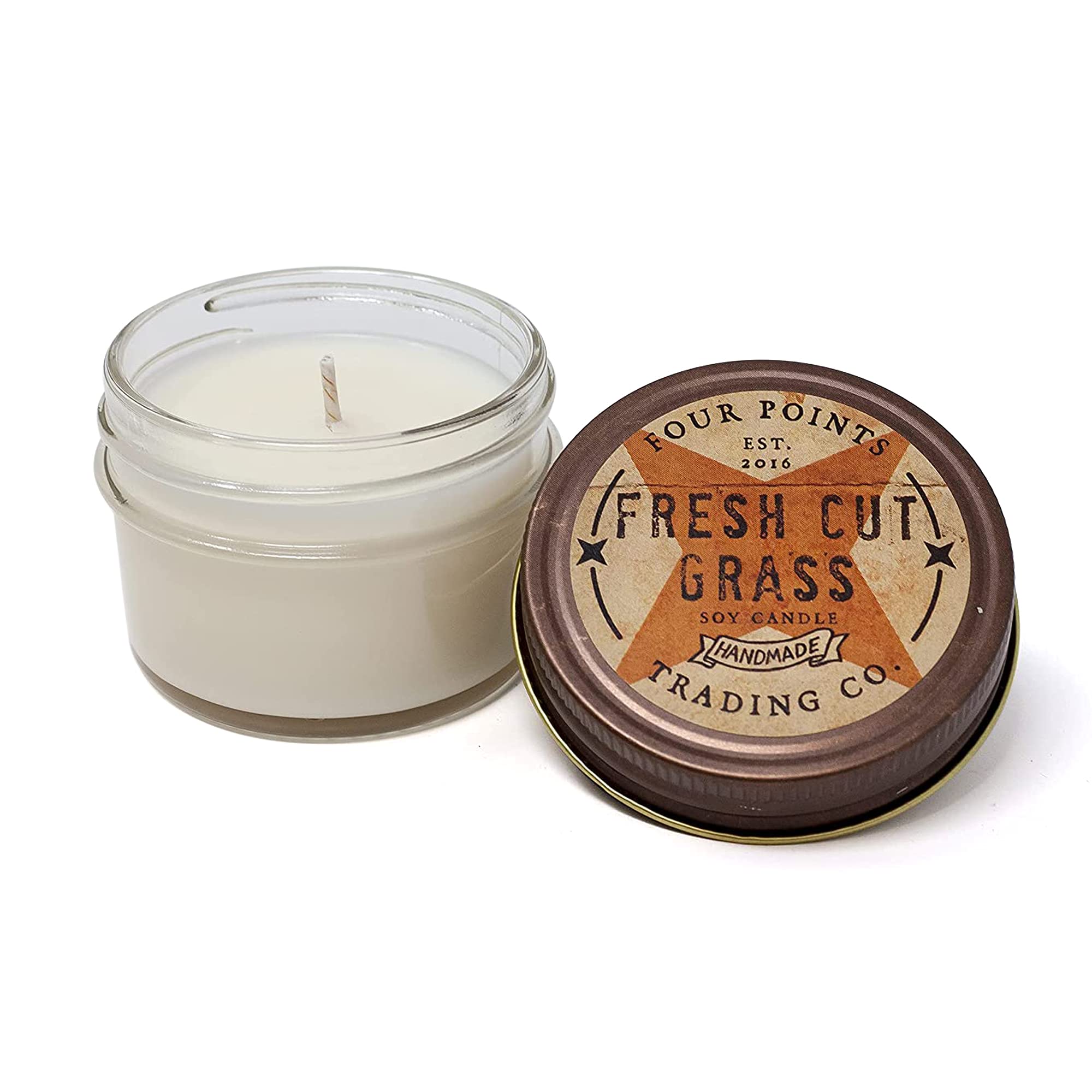 FOUR POINTS TRADING CO.Fresh Cut Grass 4 Oz Scented Soy Aromatherapy Candle w/ Jar