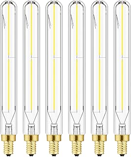 E12 LED Bulb Dimmable 4W Equal 40 watt Light Bulb Cool White 5000K 7.3inch Long Tubular Candelabra Bulb 40 watt for Chandeliers,Ceiling Fan,Pendant,Wall sconces AC120V 400LM T6 Light Bulb 6Pack