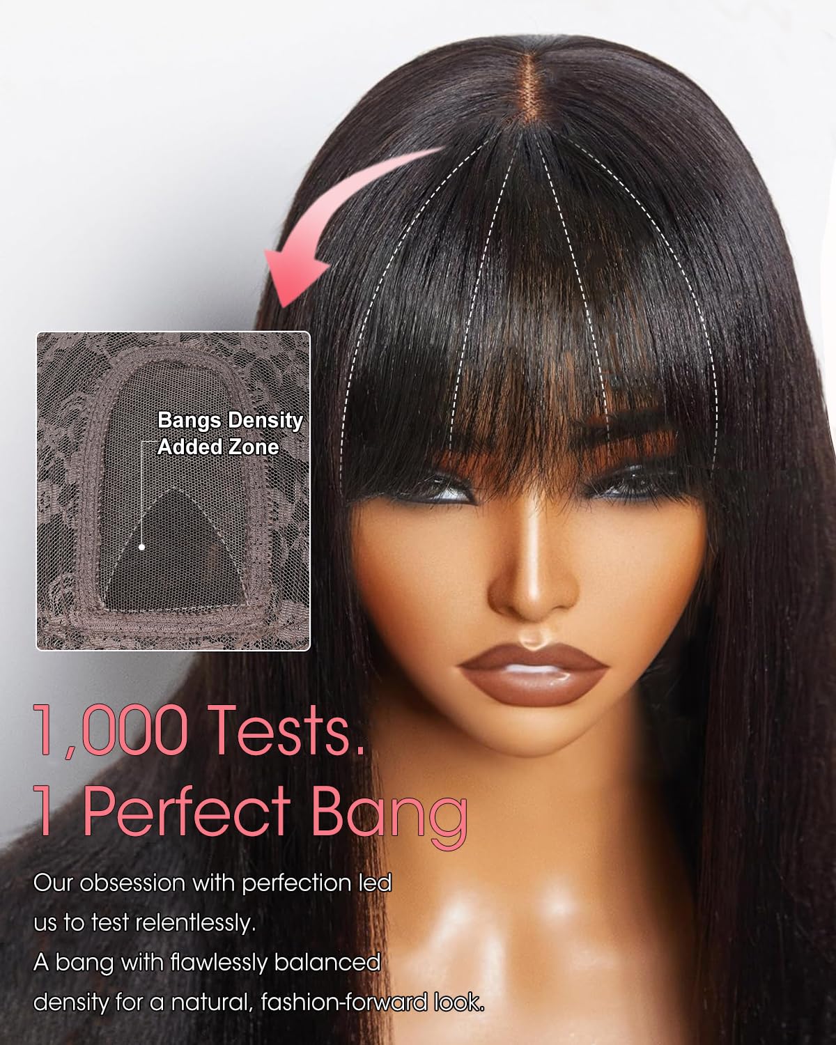 Straight Human Hair Wigs with Bangs 200% Density 2x4 Lace Front Wigs with Bangs Wear and Go Glueless Closure Bob Wigs 100% Brazilian Virgin Human Hair Wigs for Black Women Natural Color 12 Inch