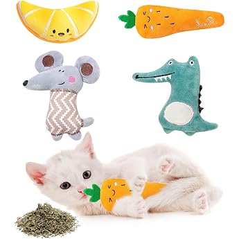 TNSLAND Catnip Toys 4 Pieces Cat Toy with Catnip Cat Toy Self-Employment Catnip Toy Cat Toys Catnip Cushion Plush Toy for Cats