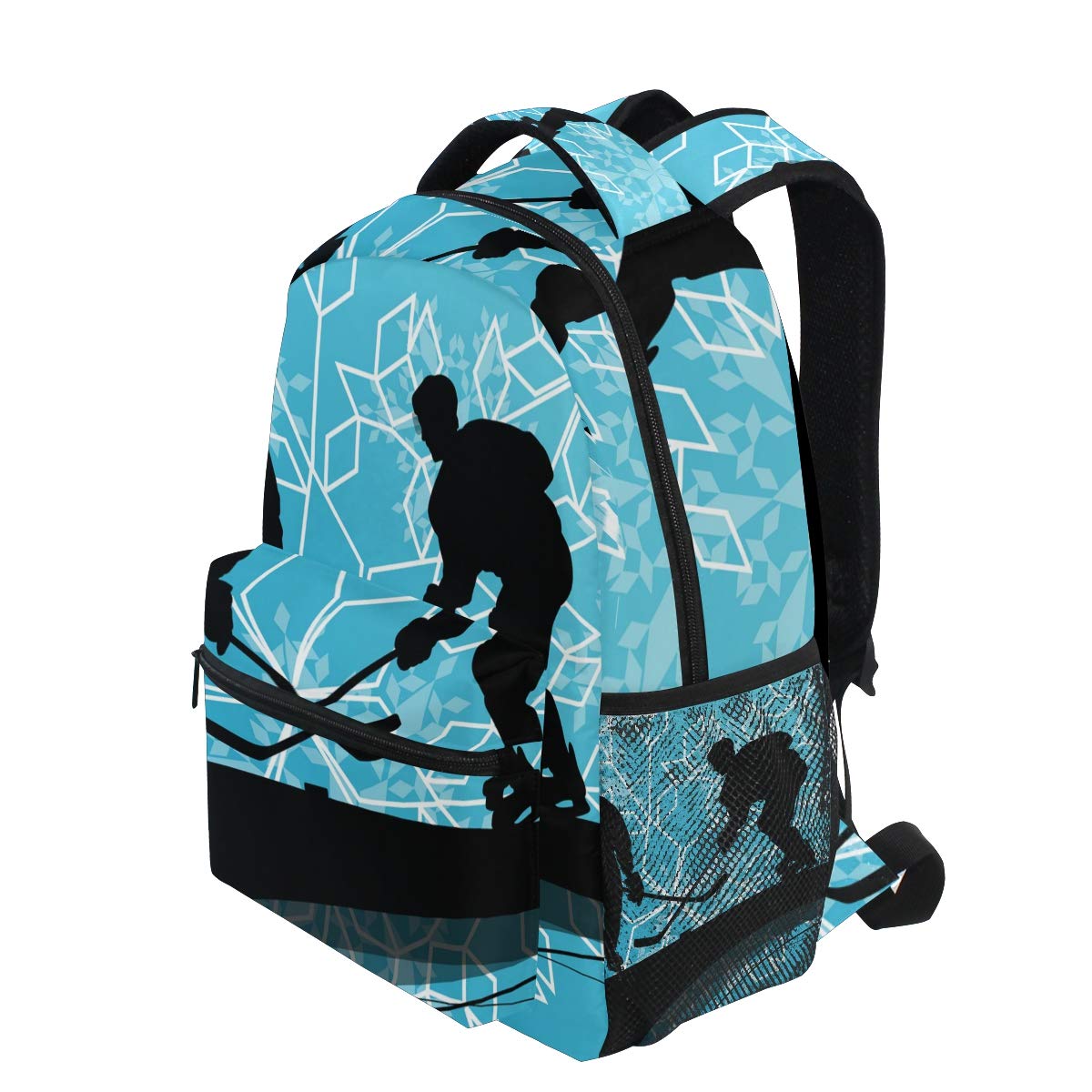 Eishockey Spieler Sport Schulrucksack für Jungen Mädchen Kinder Reisetasche Bookbag