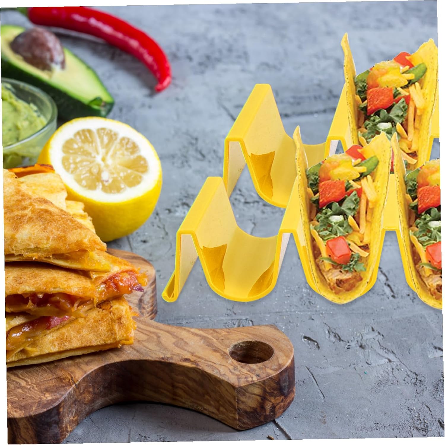 VANZACK 4Pcs Colorful Taco Holder Stand Burrito Rack Pancake Support for Kitchen Parties Camping Dishwasher Safe