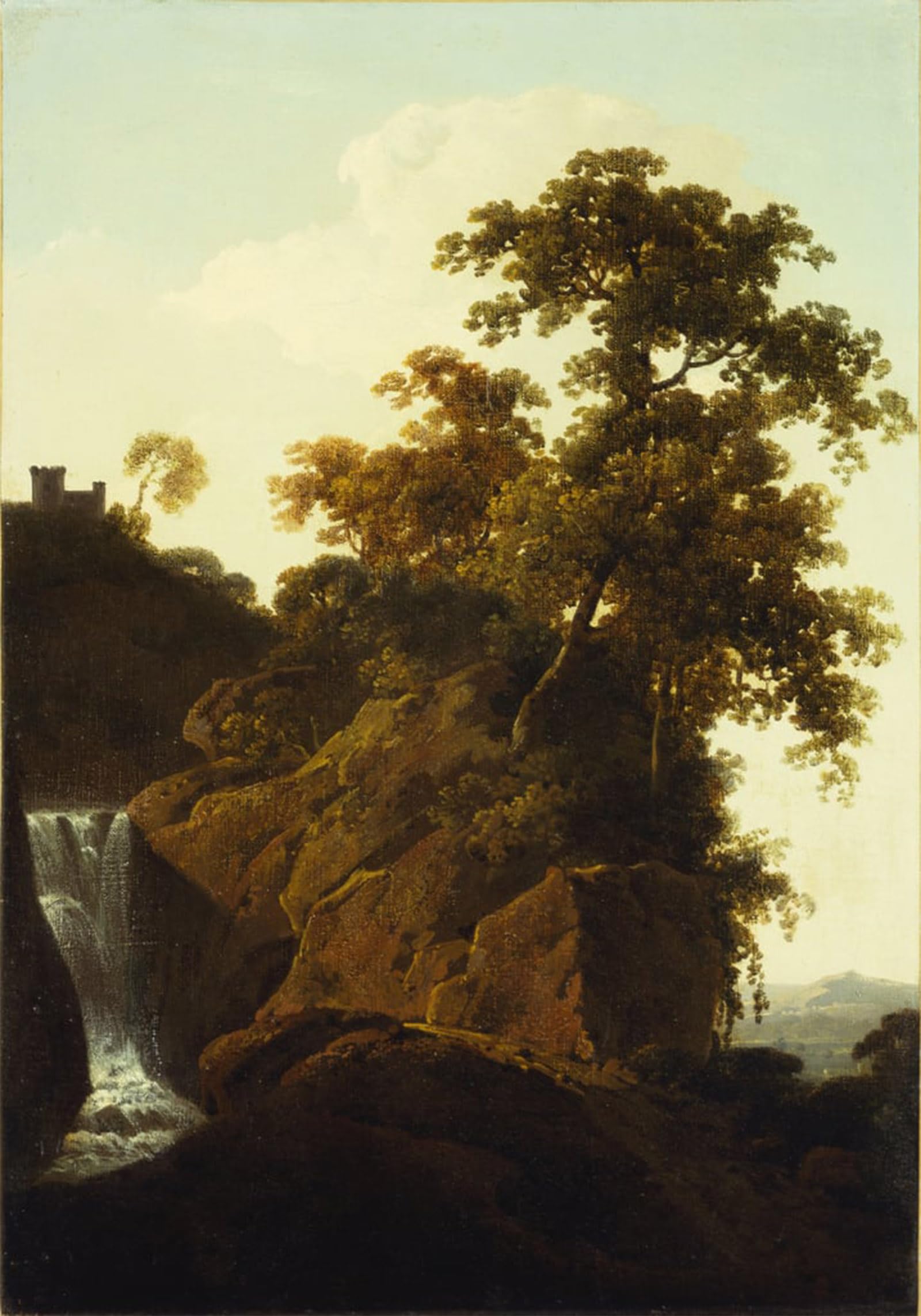 SERENDIPITP Vintage Picture Print on Canvas Wall Art Poster Landscape with a Waterfall by Wright of Derby Artwork Print Poster for Wall Decor 60x90cm
