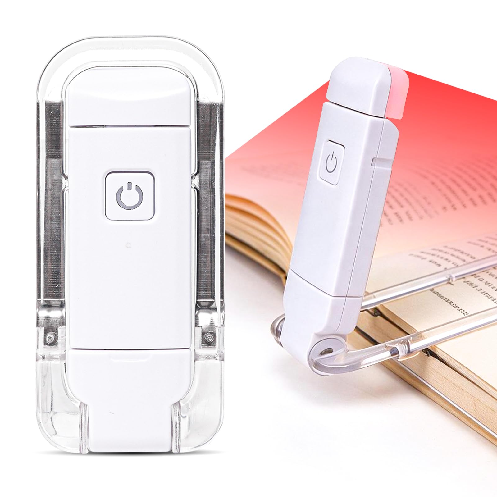 670nm Red Light Book Light Clip, Rechargeable Reading Light for Book in Bed