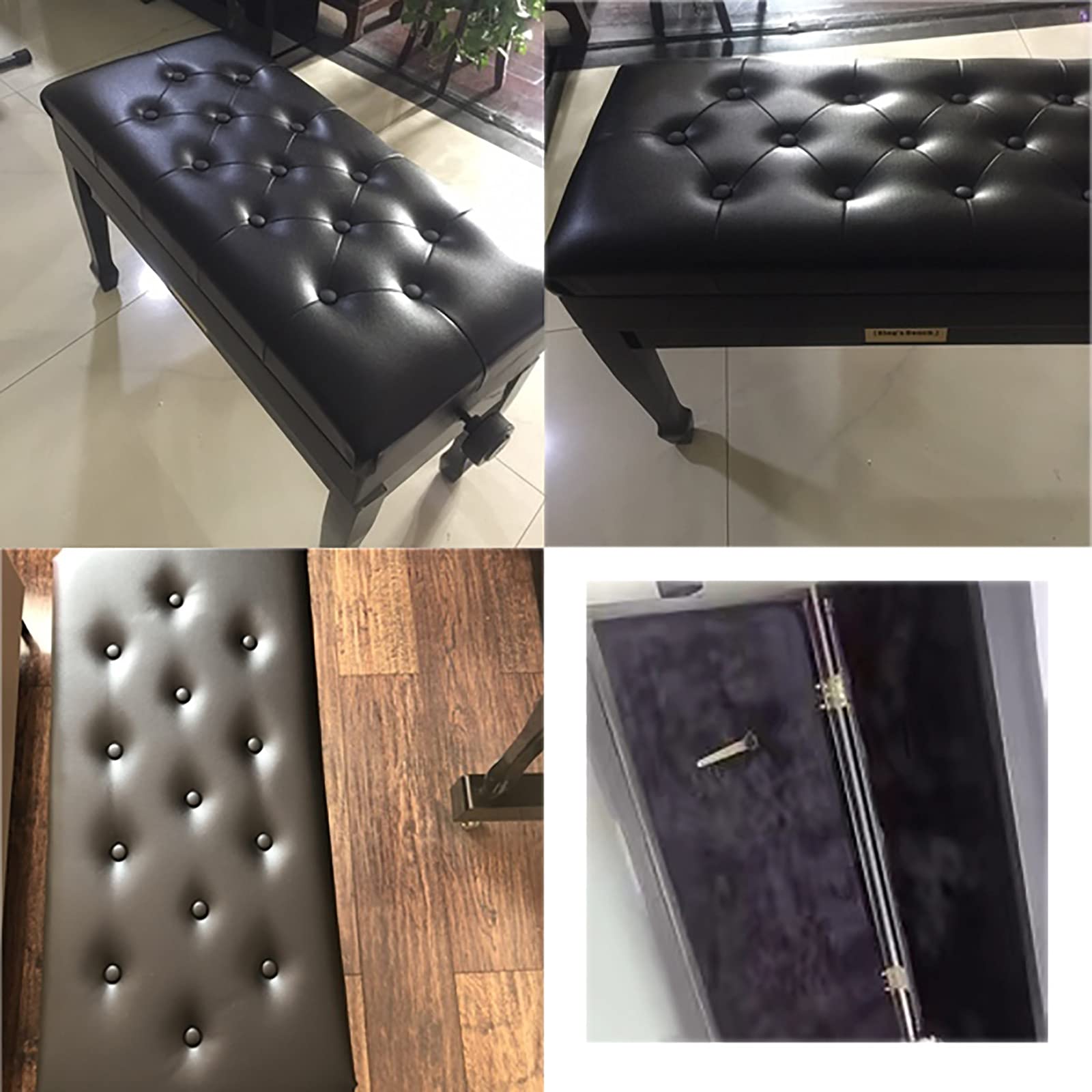 Panca per Pianoforte in Pelle， Altezza Regolabile， Panca per Pianoforte con Sollevamento Idraulico Automatico， Panca per Pianoforte con vano portaoggetti， per，Black
