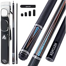 KONLLEN 2.0 Carbon Fiber Pool Cue, Low Deflection Billiard Stick | 58-inch cue with 12.5mm tip and pro taper shaft supports stable control for practice and regular pool play.
