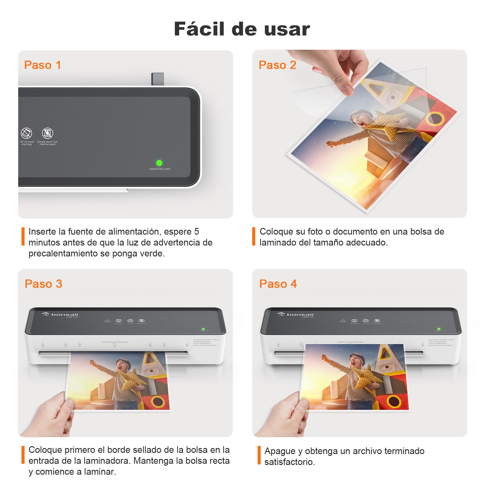 Bonsaii Láminas para plastificar, fundas plastificar A4, 2x80 (160) Micras, Pack de 100, Brillante, Transparente(LP100-A4)