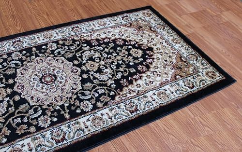 Miniatura 6 de Bellagio Alfombra de área tradicional de 32 pulgadas x 15 pies 10 pulgadas, color negro 401