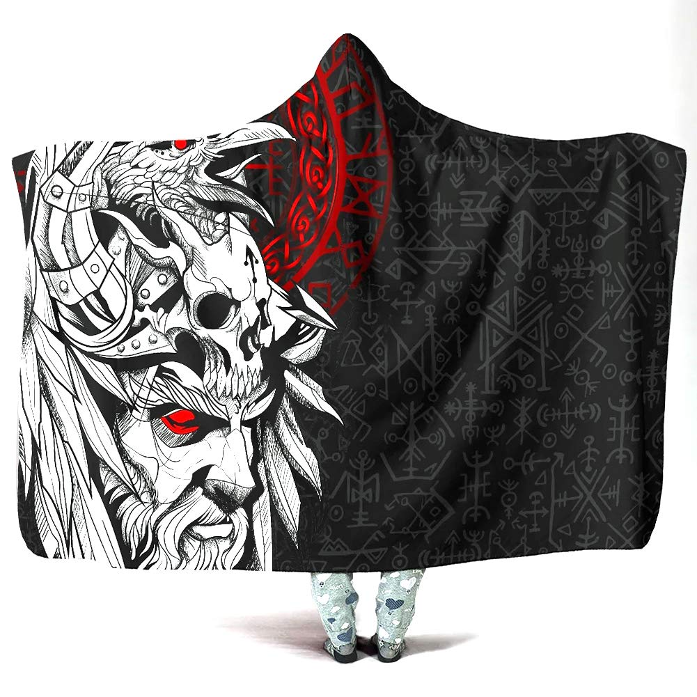 Couverture à capuche portable Vikings cape chaude 80x60 pour grand plaid canapé