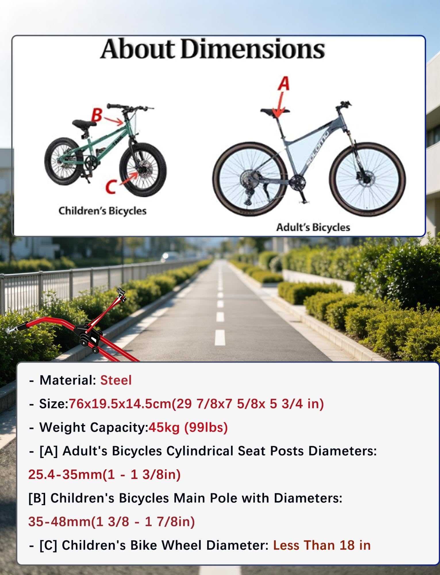 Genérico Barra Remolque Bicicleta Ajustable for Paseos Familiares