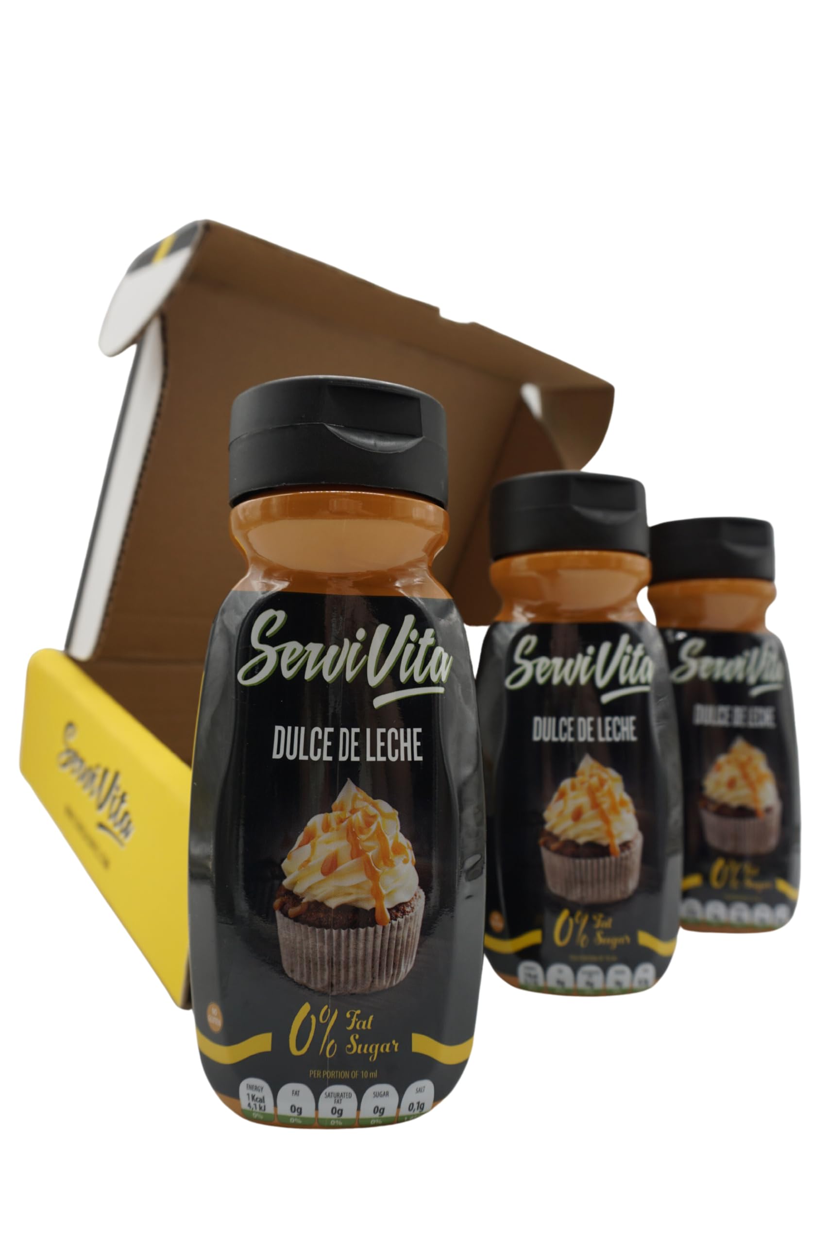 ServiVita – Pack Salsas Saludables 0%, Sin Azúcares, Sin Grasas, Sin Grasas Saturadas, Pack 3 salsas x 320ml - Sabor Dulce de leche