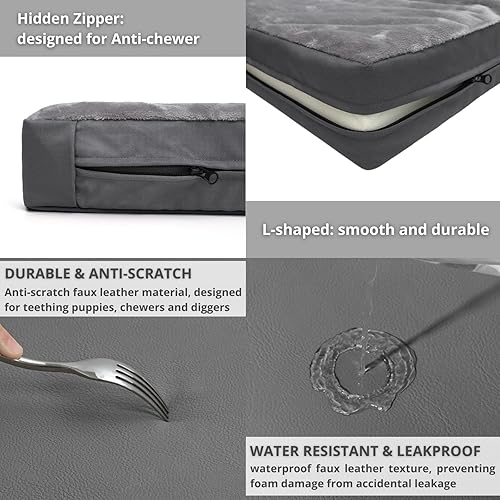 Miniatura 5 de Cama reversible para perros grandes y medianos, cama ortopédica para perros. Cama lavable de felpa para mascotas con funda extraíble (35 pulgadas de