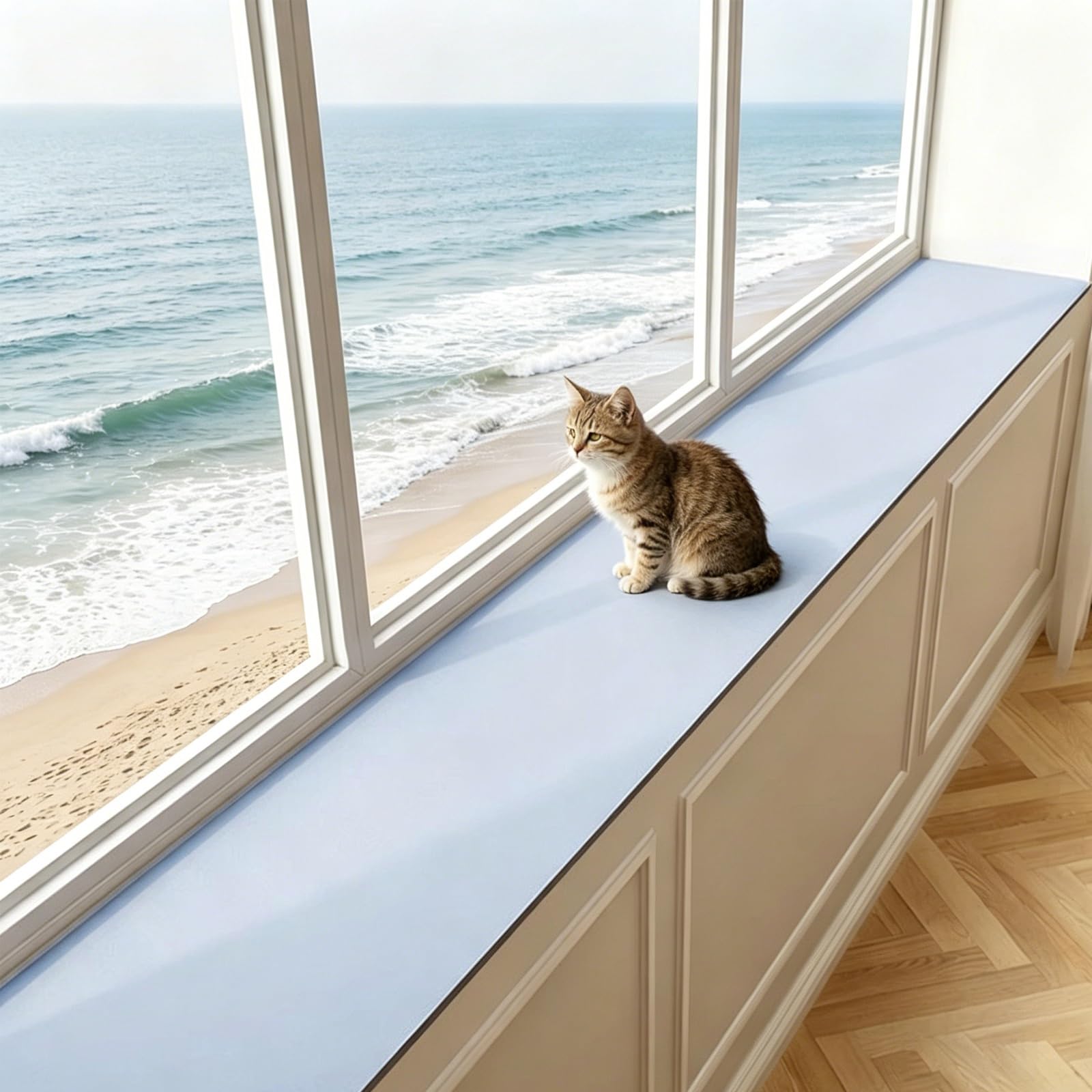 JXYQZD Window Sill Mat Diatomaceous Earth, Narrow Dustproof Window Sill Protective Cover, for Bay Windows and Balconies, Cut to Fit(Blue,30x100cm)