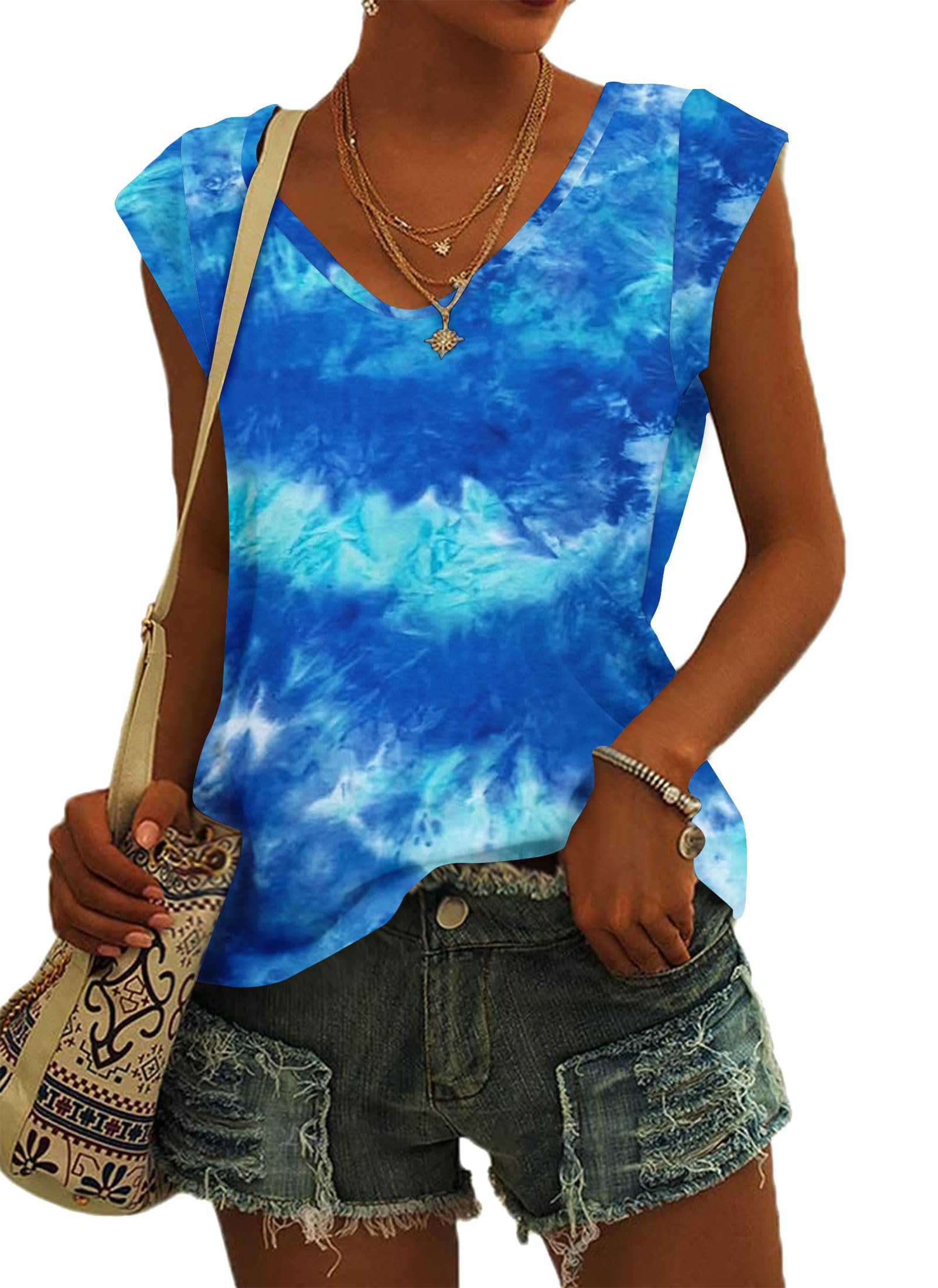 NARRAME Damen-T-Shirt mit Flügelärmeln Sommer-Tanktop schlicht lässig lockere Passform Oberteile Blusen