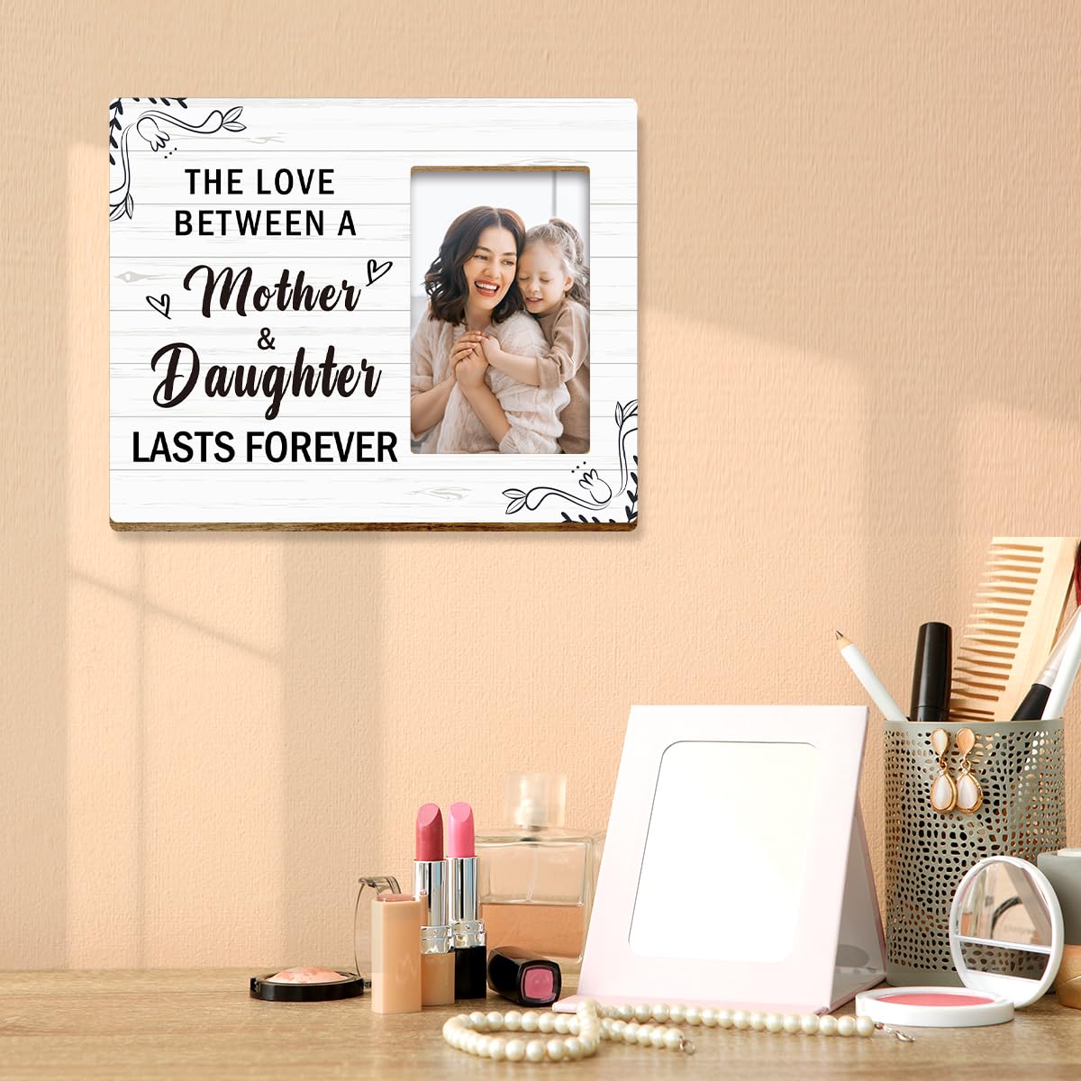 JANLAN "We Love You Mom" Photo Frame | 10x8 Inch Wooden Picture Frame, Gift For Mother From Daughter Son