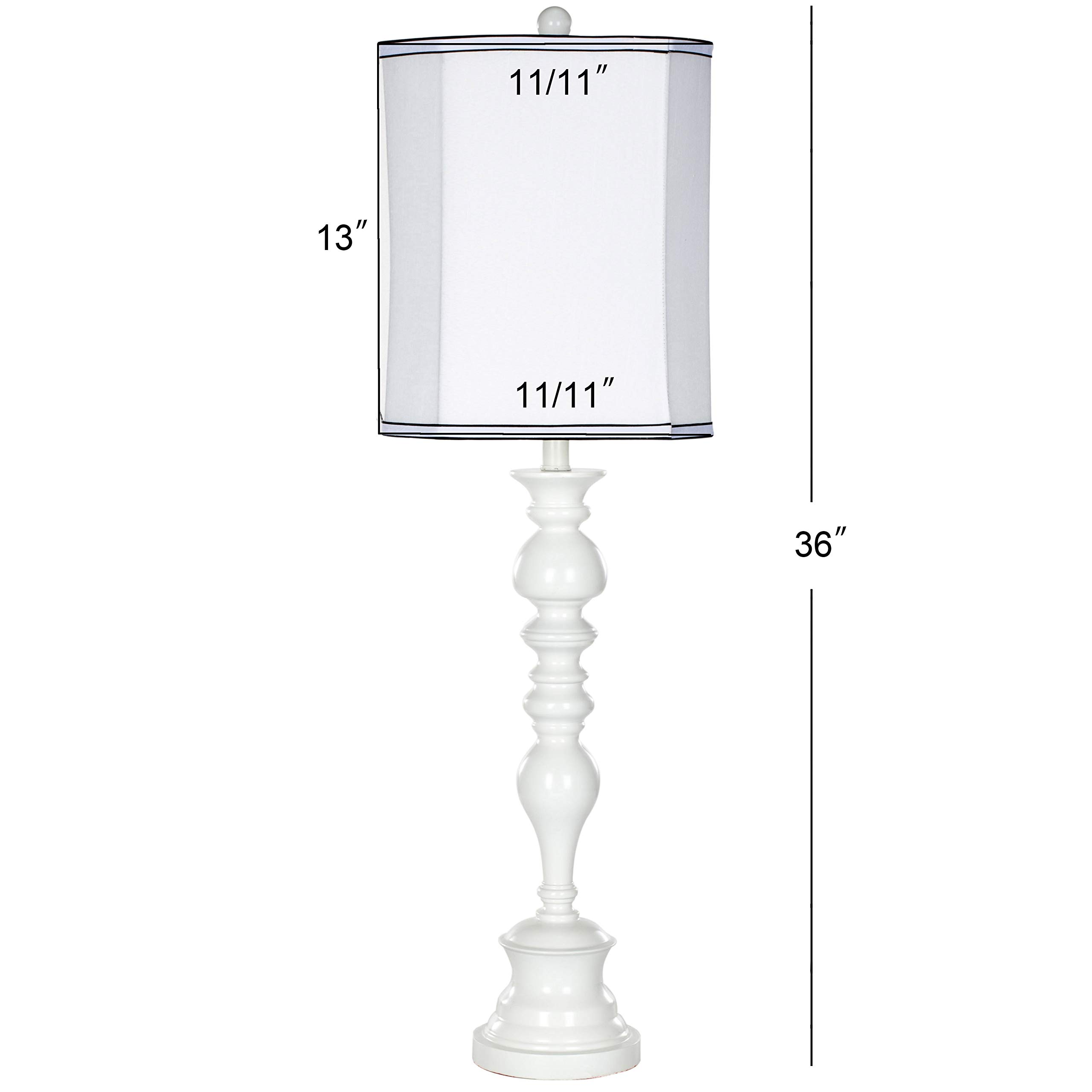 Lighting Collection Polly Farmhouse - Candelabro blanco de 36 pulgadas para dormitorio, sala de estar, oficina, escritorio, mesita de noche (bombillas LED incluidas) 3