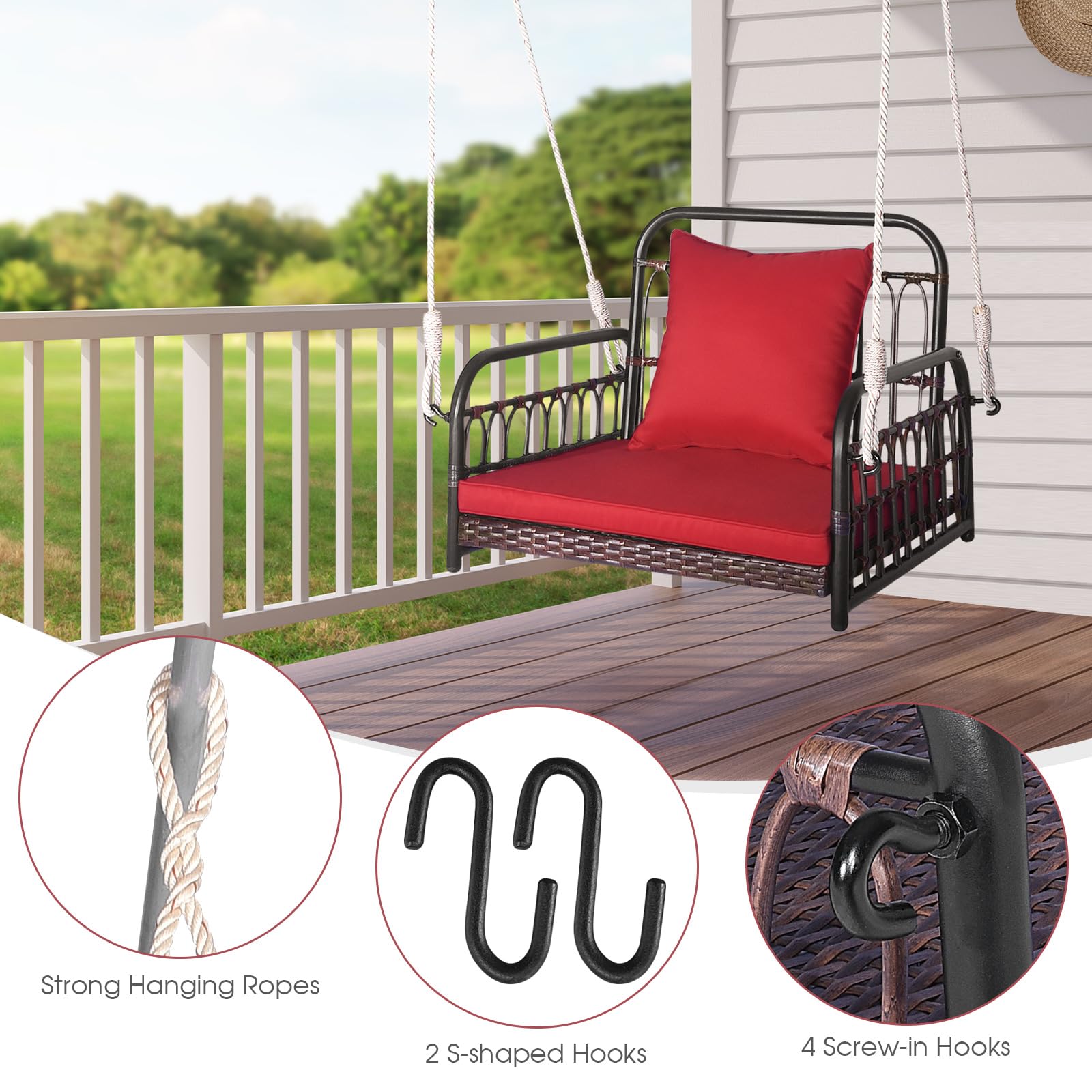 Outdoor Single Person Lounge Swing Front Porch Swings Outdoor