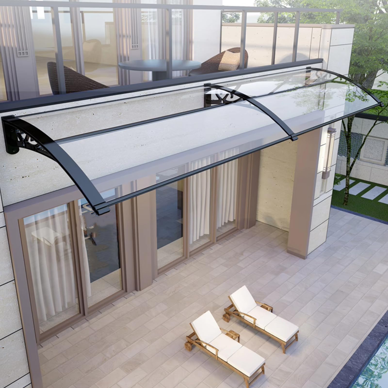 Auvent de porte anti-UV et pluie Slish | Marquise étanche 100x60 cm