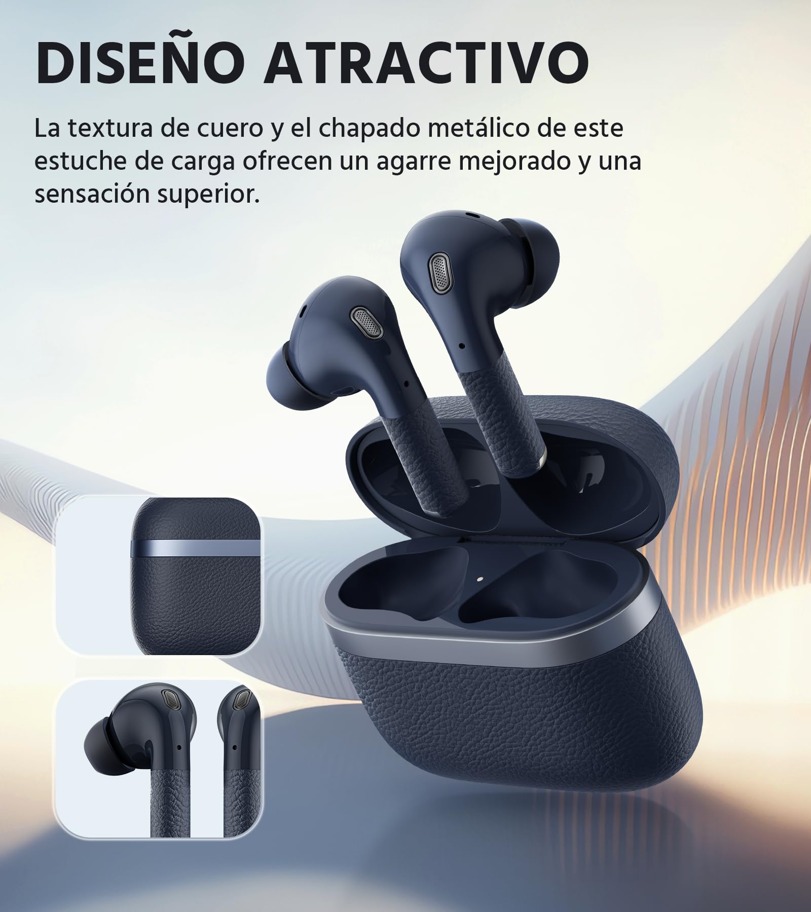 Edifier W260NC Auriculares con Cancelación de Ruido Activa de 45 dB, Audio inalámbrico Hi-Res con LDAC, AAC, 6 Mic con IA para Llamadas Nítidas, Doble Driver Dinámico, IP54, Bluetooth 5.3, Azul Oscuro