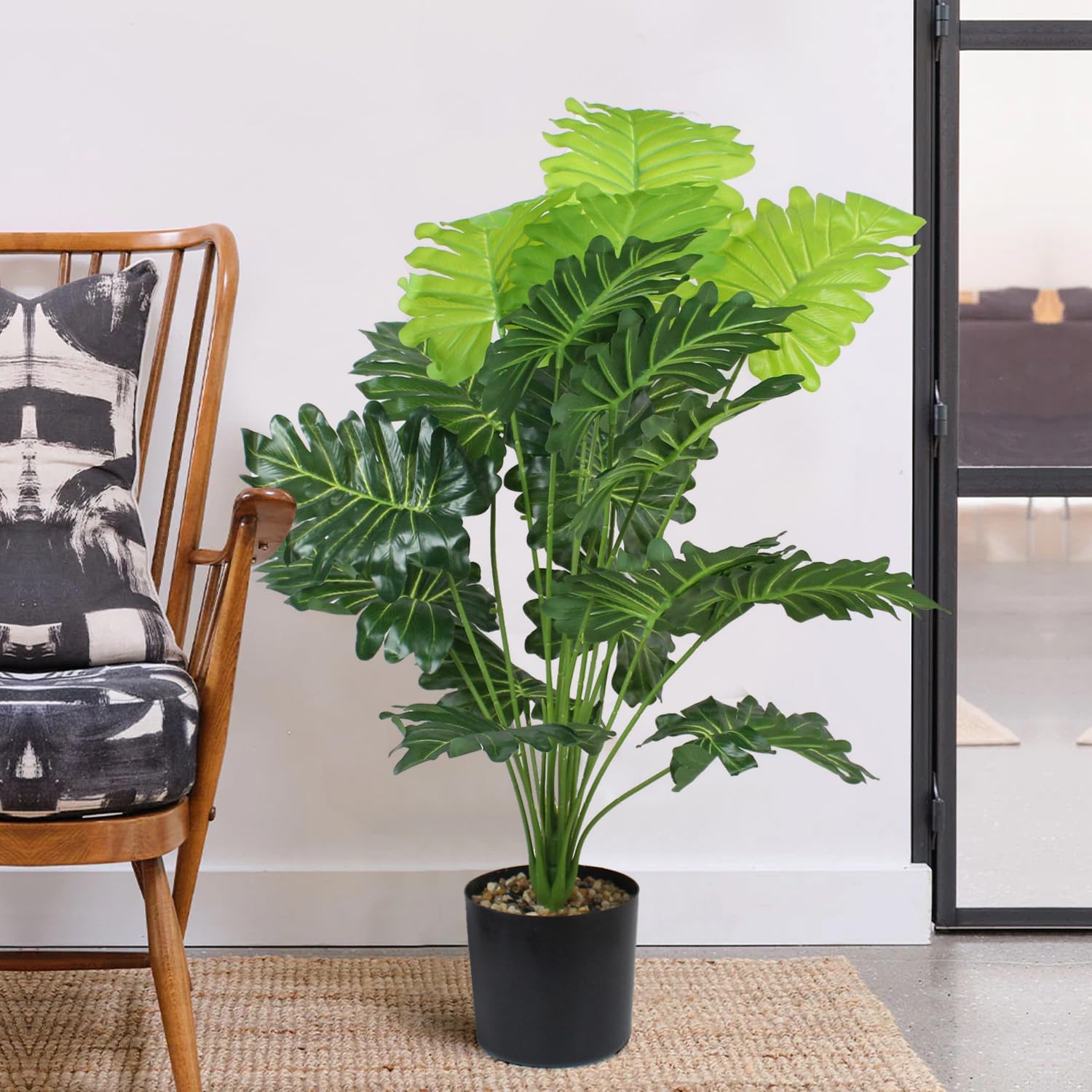 Buy TIED RIBBONS Natural Looking Artificial Philodendron Plant with Pot  (Large Size, 2 Feet, Green) Decorative Big Leaves Floor Plants for Home  Decor Living Room Bedroom Hall Office Indoor Outdoor Online at