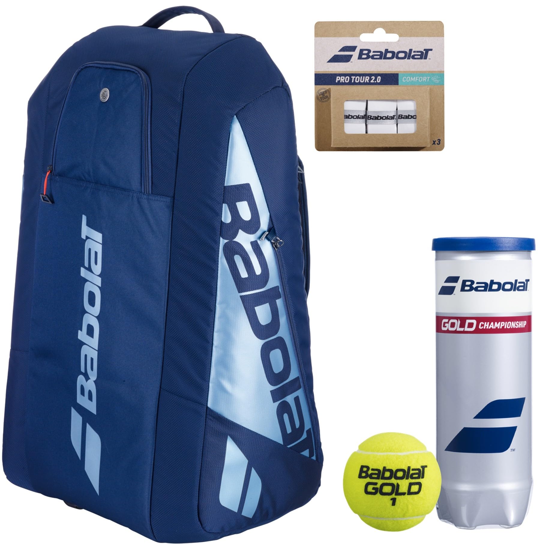 Babolat Pure Drive Racquet Holder 12-Pack 11th Gen Tennis Bag (Navy Blue) with Optional Accessories