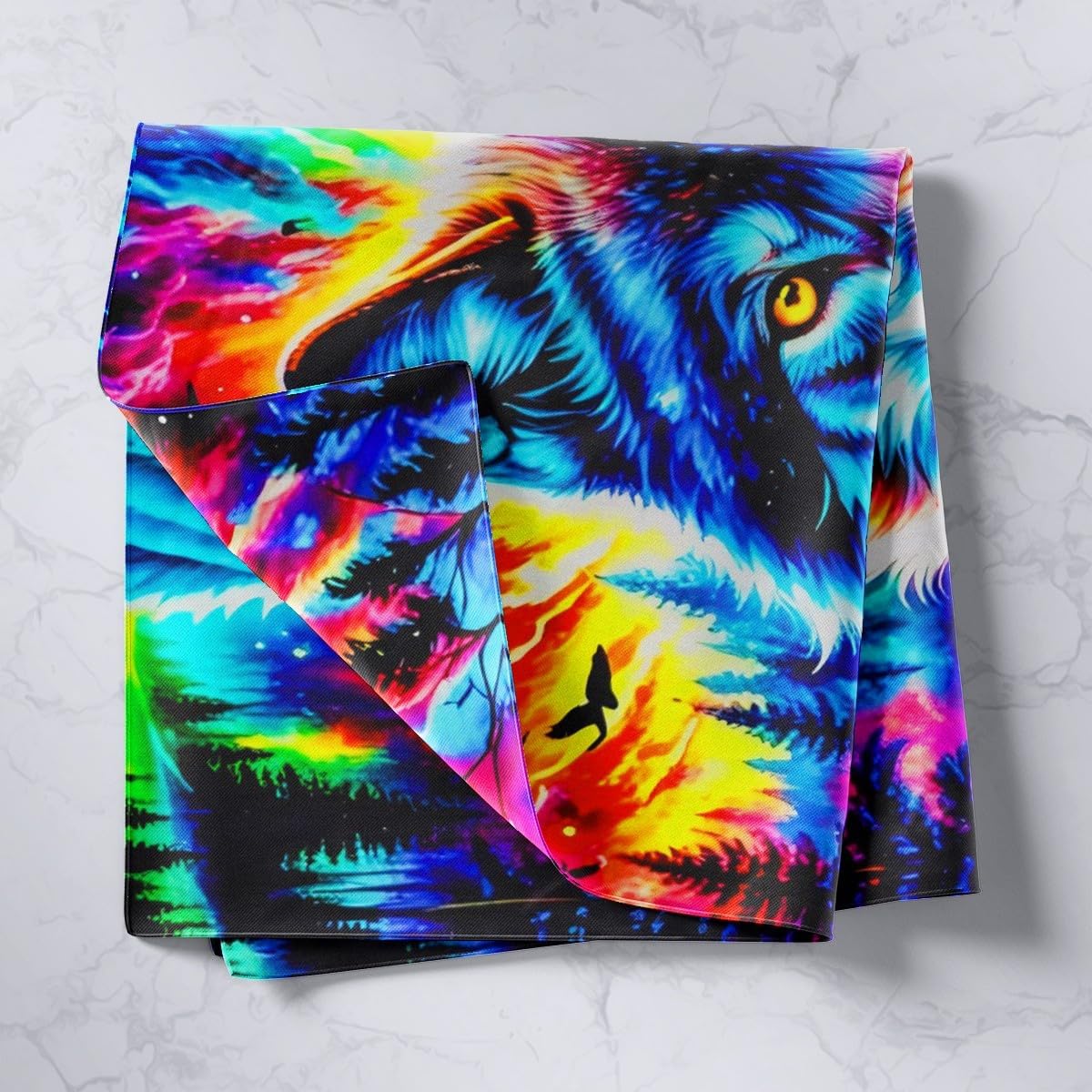 jejeloiu Wolf Tapestry Large 59"x82" Kids Wolves Howling Wall Art for Bedroom Living Rooms, Animal Wall Hanging Blanket Lightweight Room Decor Colorful image 2
