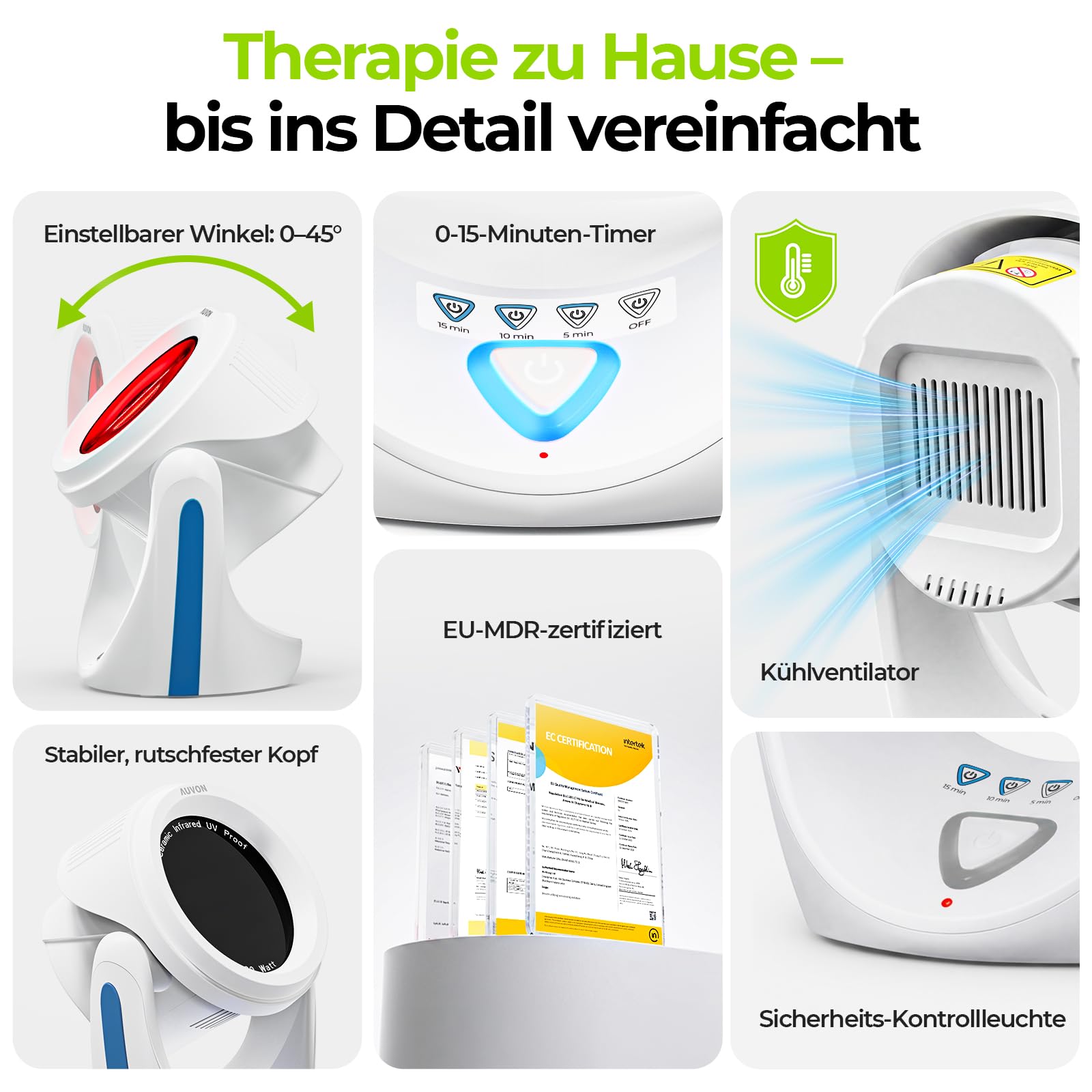 AUVON 300W Rotlichtlampe, Wärmetherapie bei Erkältung und Muskelverspannung