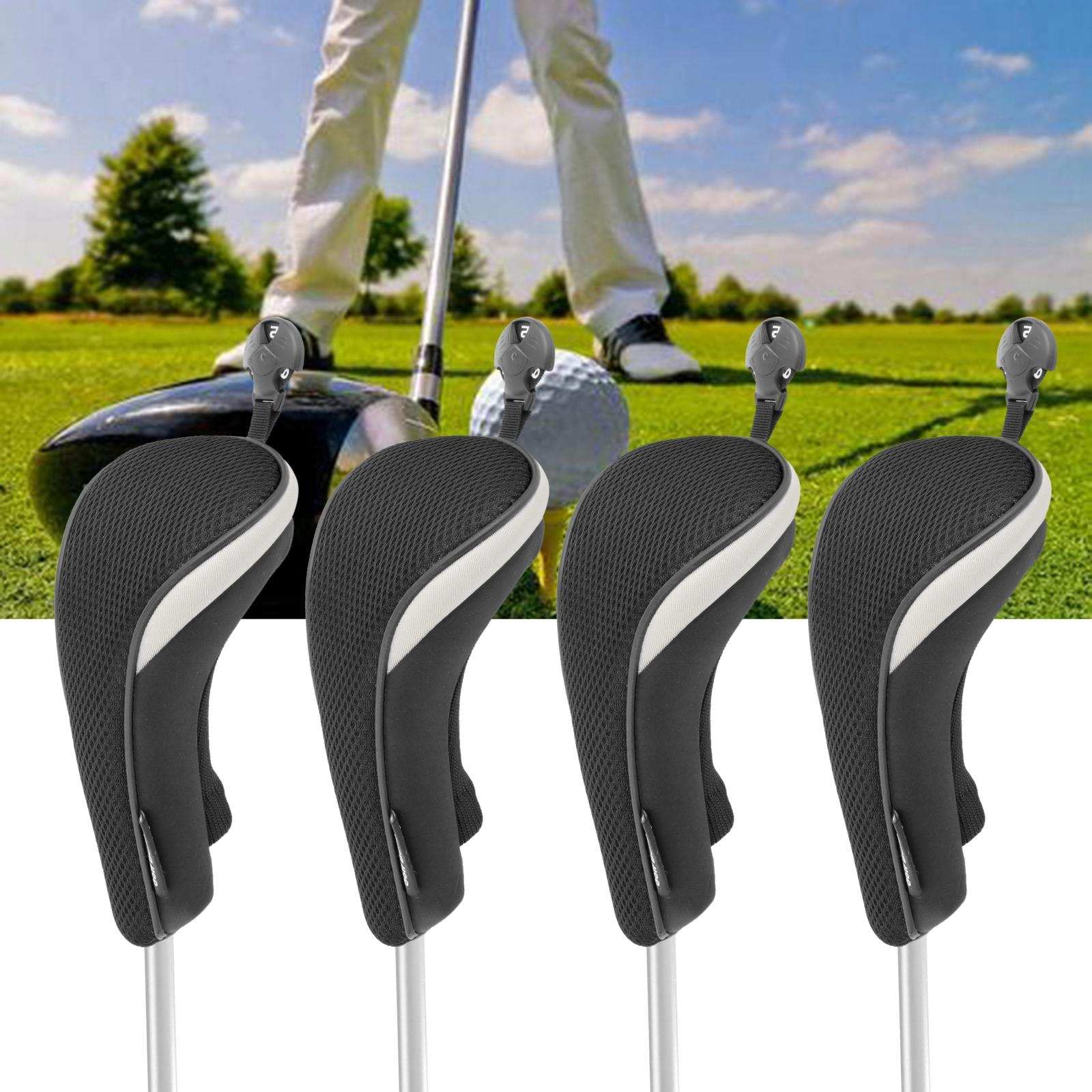 F Fityle 4X Nylon Golf Hybrid Club Head Covers Núm. Intercambiable Tag Golf Accs Durable Gift Utility para Exteriores Sports Woods Driver
