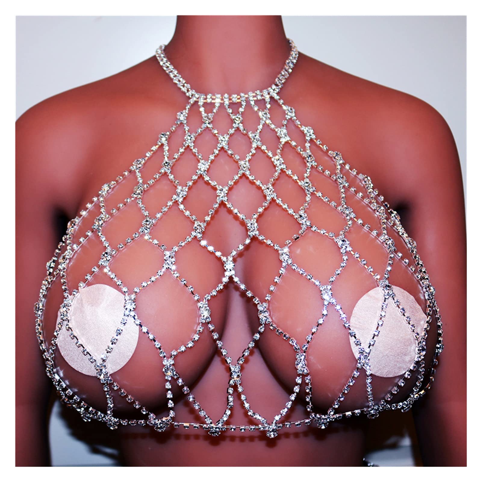 Body Chain Design Cristal Chaîne Maille Body Soutien-Gorge Et sous-Vêtements Bijoux pour Femmes Mode Bikini Bijoux Corps Chaîne Lingerie (Couleur Principale De La Pierre : Or, Couleur :)