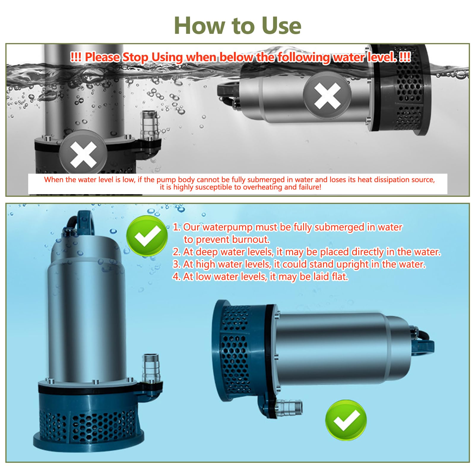 Bomba de agua Compatible con Makita 18V, 5000L/H Bomba Sumergible con Manguera de agua de 5 m, Cable de 3m, bomba de sumidero para Piscina, Camas de Agua, Ducha de Jardín, Charco, Agua Sucia